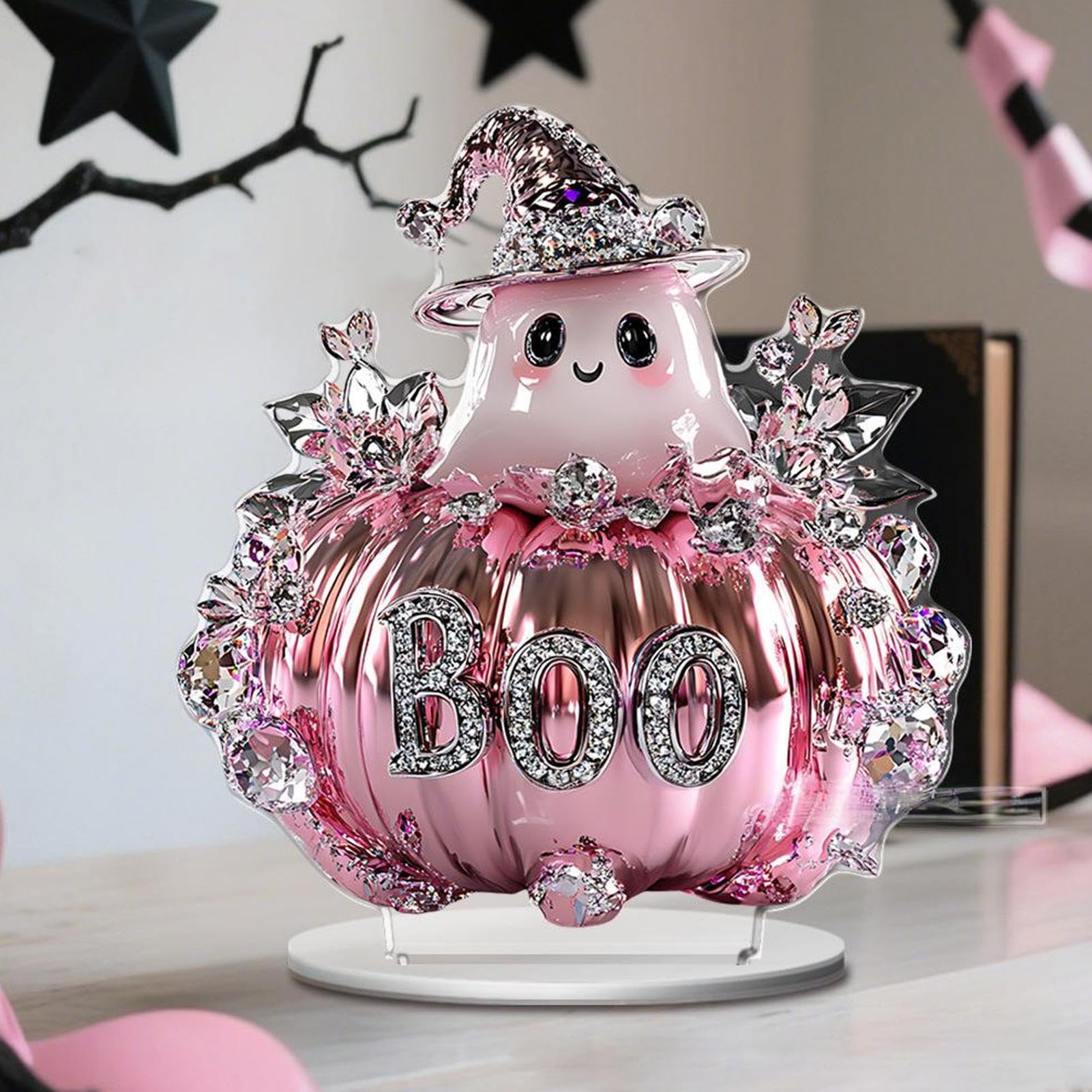 Halloween Ozdoby Środkowe 4 Sztuki 2D Akrylowa Dekoracja Dynia Samochód