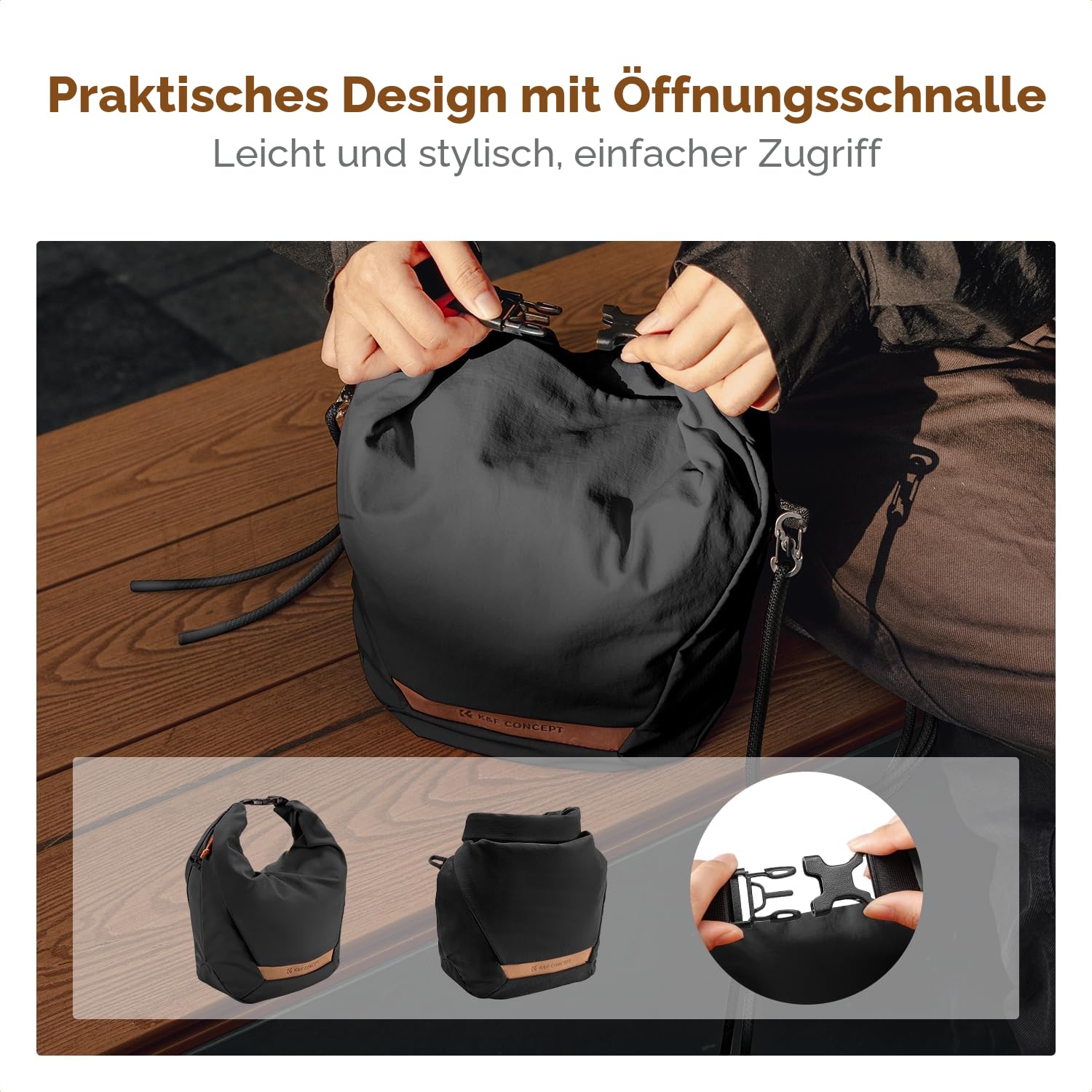 K&F CONCEPT Kameratasche, Modische Umhängetasche, Tragbare Leichte Camera Bag, Geeignet für Kleine Liner Bag mit Spiegellose Kamera, Schwarz