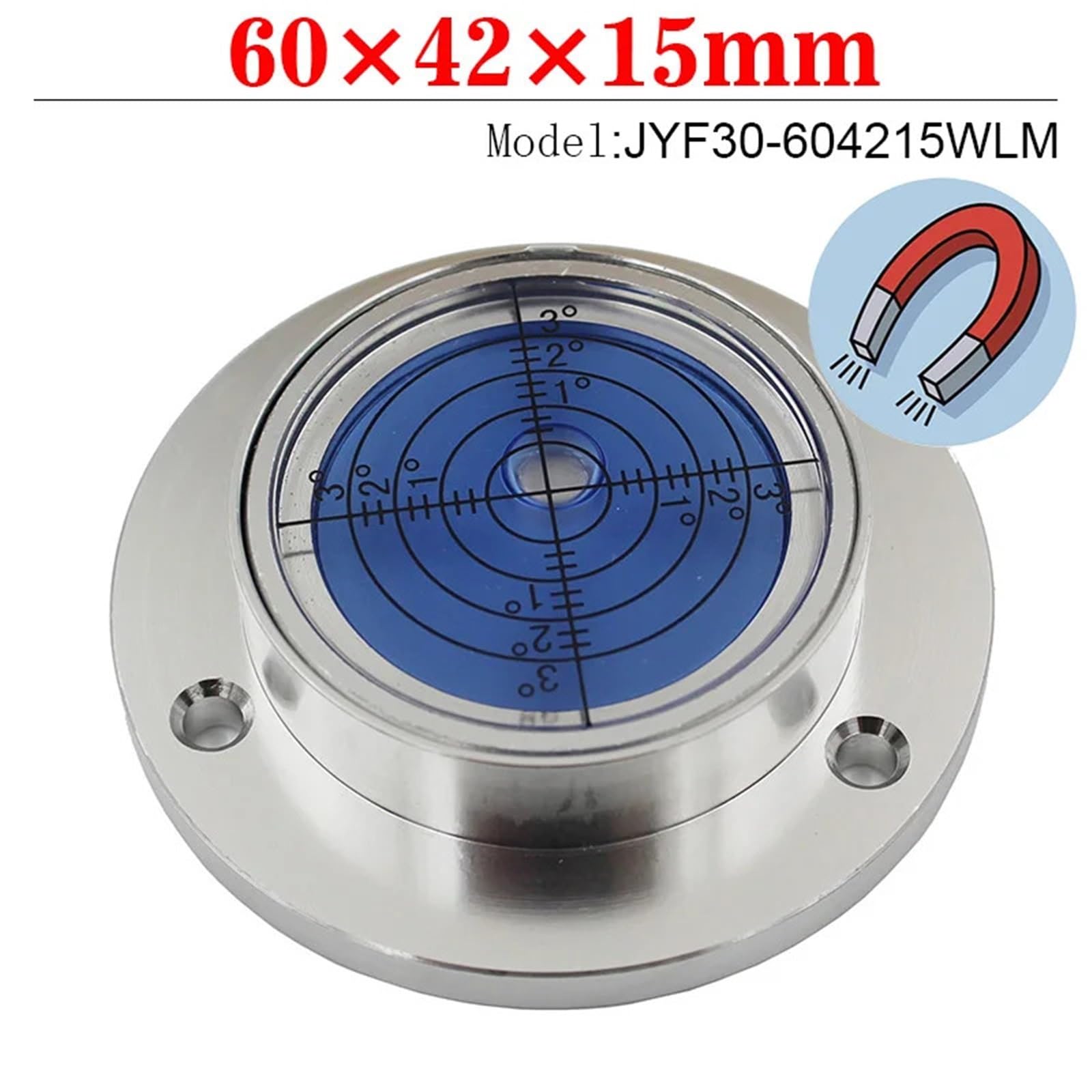 Mini poziomica Metalowe okrągłe poziomice 60 mm z podstawowymi poziomicami spirytusowymi Czarne srebrne 60x42x15(Sliver With Magnetic)