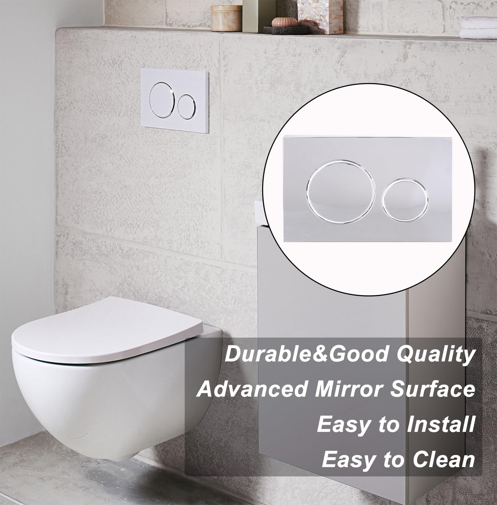Plaque d'actionnement de chasse d'eau double compatible avec les systèmes de réservoir de toilette Geberit à surface miroir Sigma20 115.778.KJ.1, argent brillan