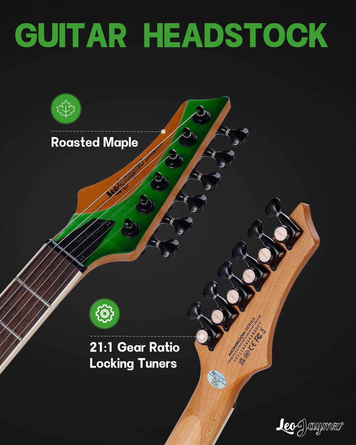 Amazon | Leo Jaymz エレキギターモンスーンシリーズ、リバースヘッド