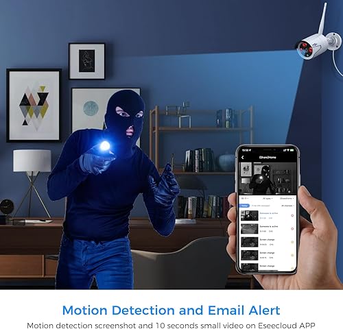 Miniatura 3 de Sistema de cámara de seguridad inalámbrica Hiseeu Expandible 8 canales 2K con disco duro de 1TB con audio unidireccional NVR de 8 canales 4 piezas