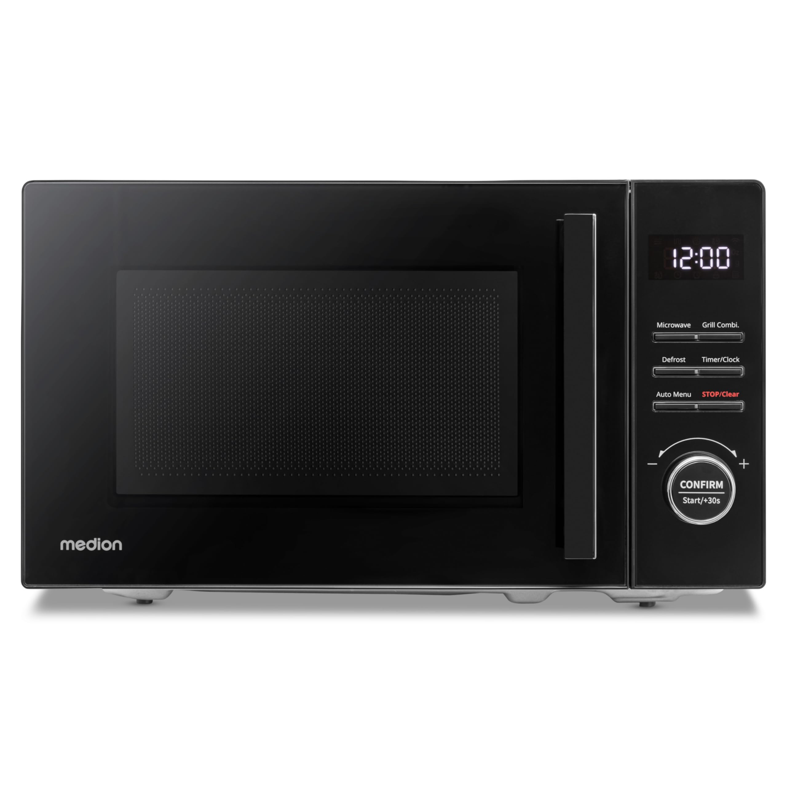 MEDION Mikrowelle klein mit Grill (20 Liter, 800 Watt, 1000 Watt Grill, 8 Automatik-Programme inkl. Auftaufunktion, 5 Leistungsstufen, 95 Minuten Timer, Drehteller, MD12021) schwarz