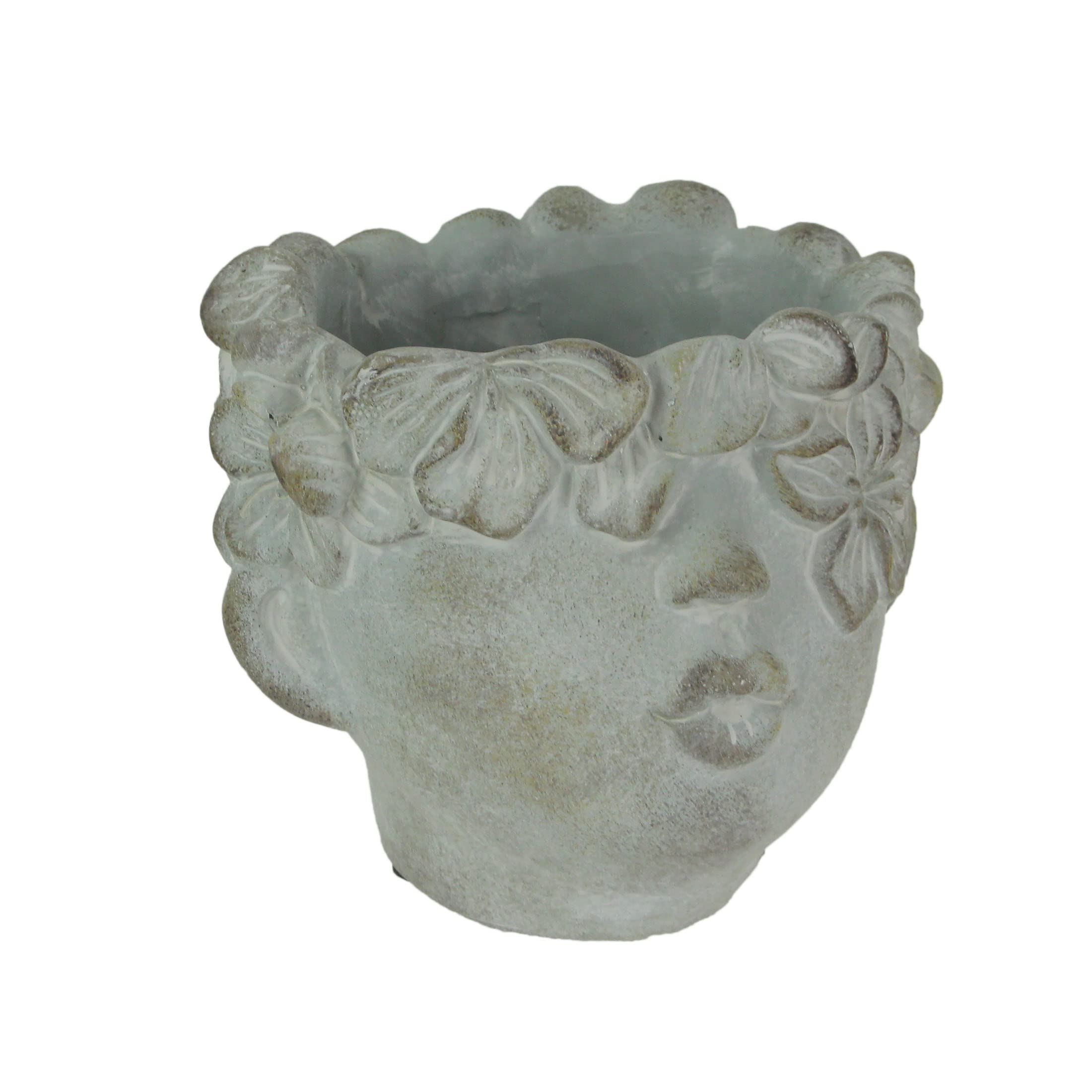 Mayrich Pucker Up Concrete Head Kissing Face Mini Decor Succulent Planter 7 Inch Tall, Gray