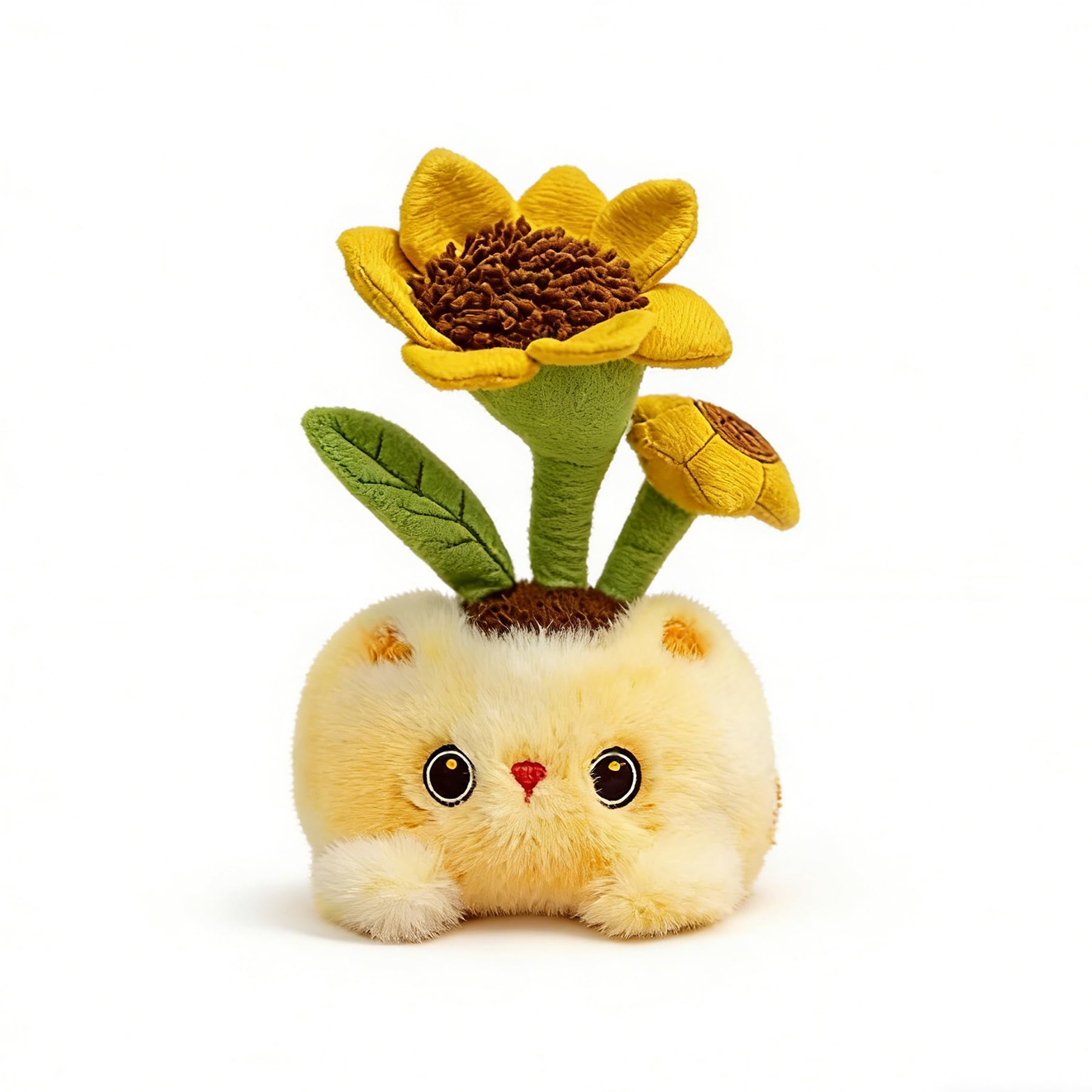 Cat Potted plant plush toy creative ornament birthday gift Cuddly Super Soft Cute Detachable design Stuffed Built-in fragrance Funny Desktop Home Decor Girls Boys Gift Christmas - 17cm Sunflower
