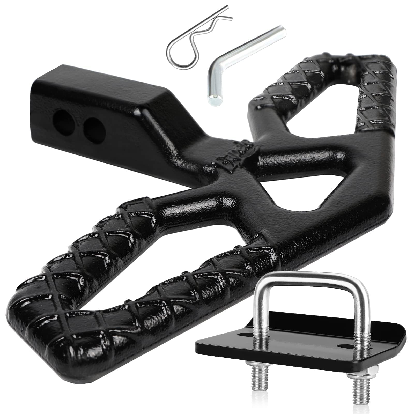 Eapele Tow Hitch Step for 2 inch Receiver, Universal Anti Slip Bumper Guard，Strong Steel 10000lbs Maximum Load, for Trailer Tow Truck Pickup SUV Pickup Van RV