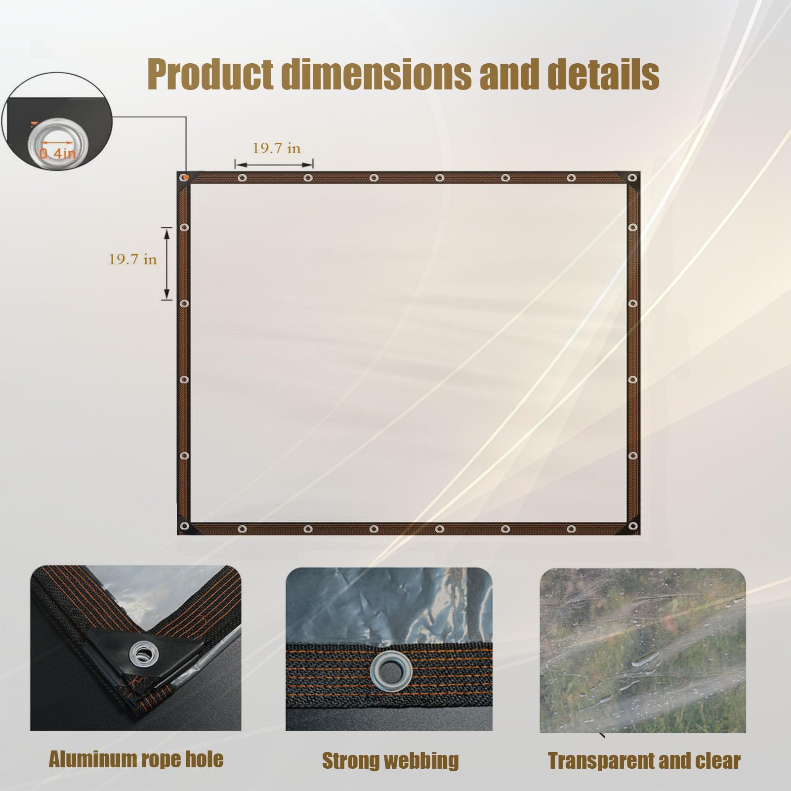 Telone Impermeabile Trasparente 8×12m, Telone Impermeabile per Gazebo, Telone PE Occhiellato, Tenda da Balcone in Plastica, Antipioggia Telo, per Esterno Balcone Giardino Serra Piante ( 8×12m)