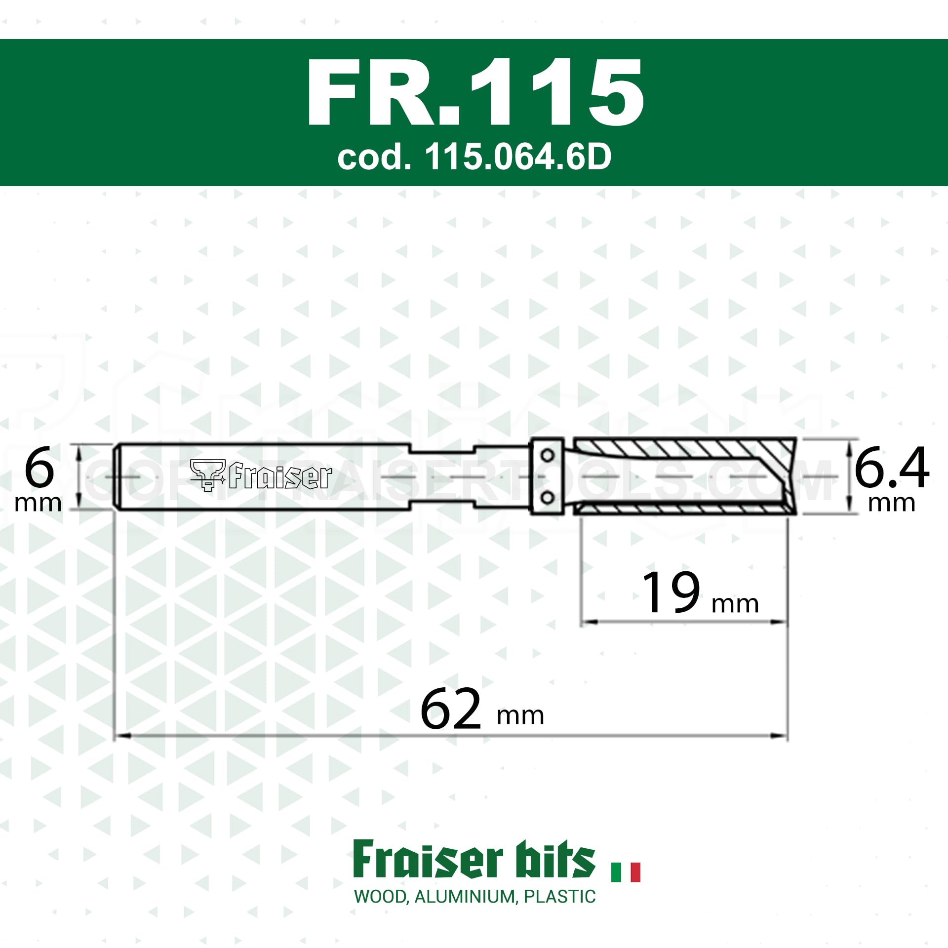 Fraiser Frez kopiujący do małych i precyzyjnych prac – mini frez z pierścieniem rozruchowym u góry, średnica 6,4 mm, trzpień 6 mm – do frezarki górnowrzecionowej i frezarki krawędziowej