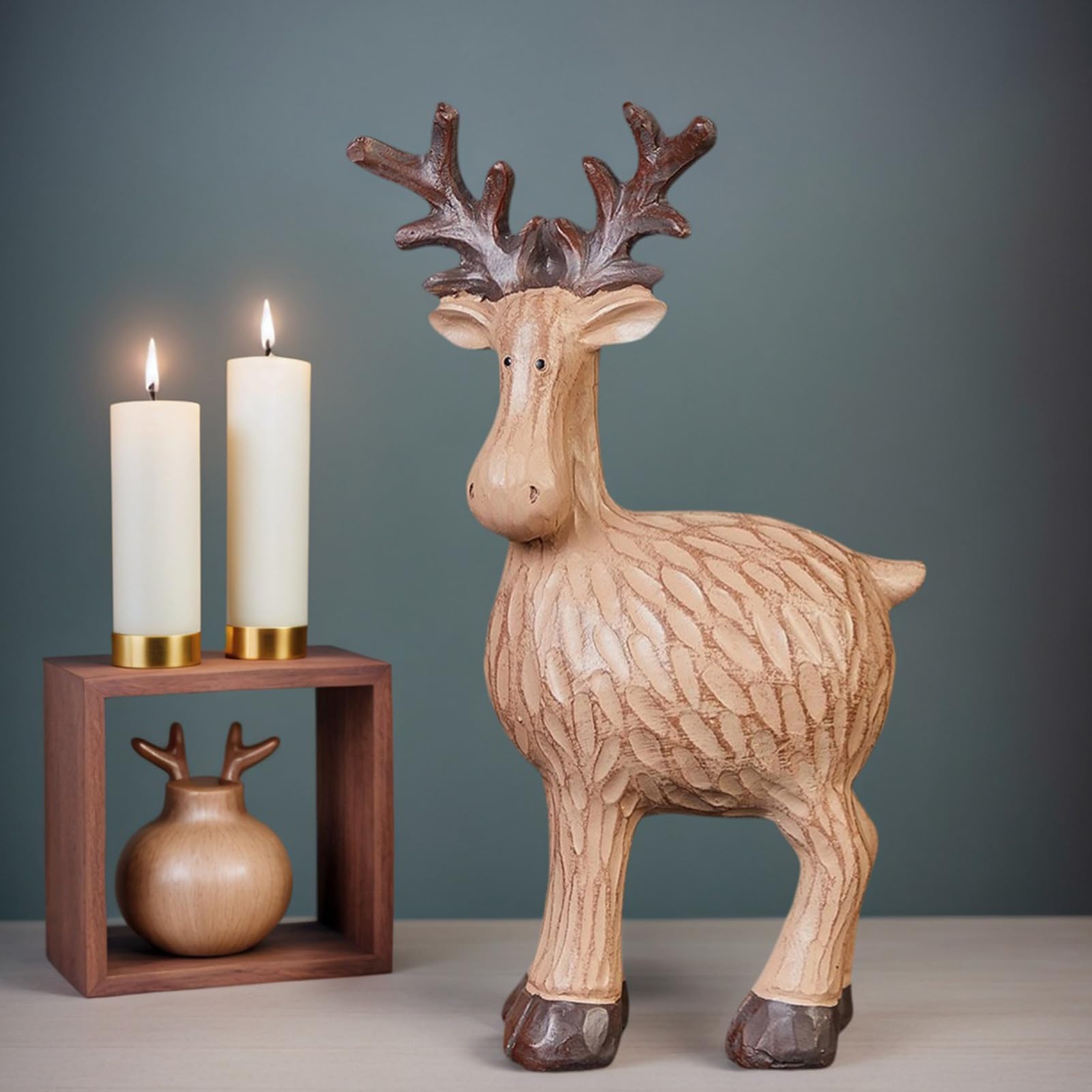 Rentier-Figuren – Weihnachtselch-Statue, Skulptur aus raffiniertem