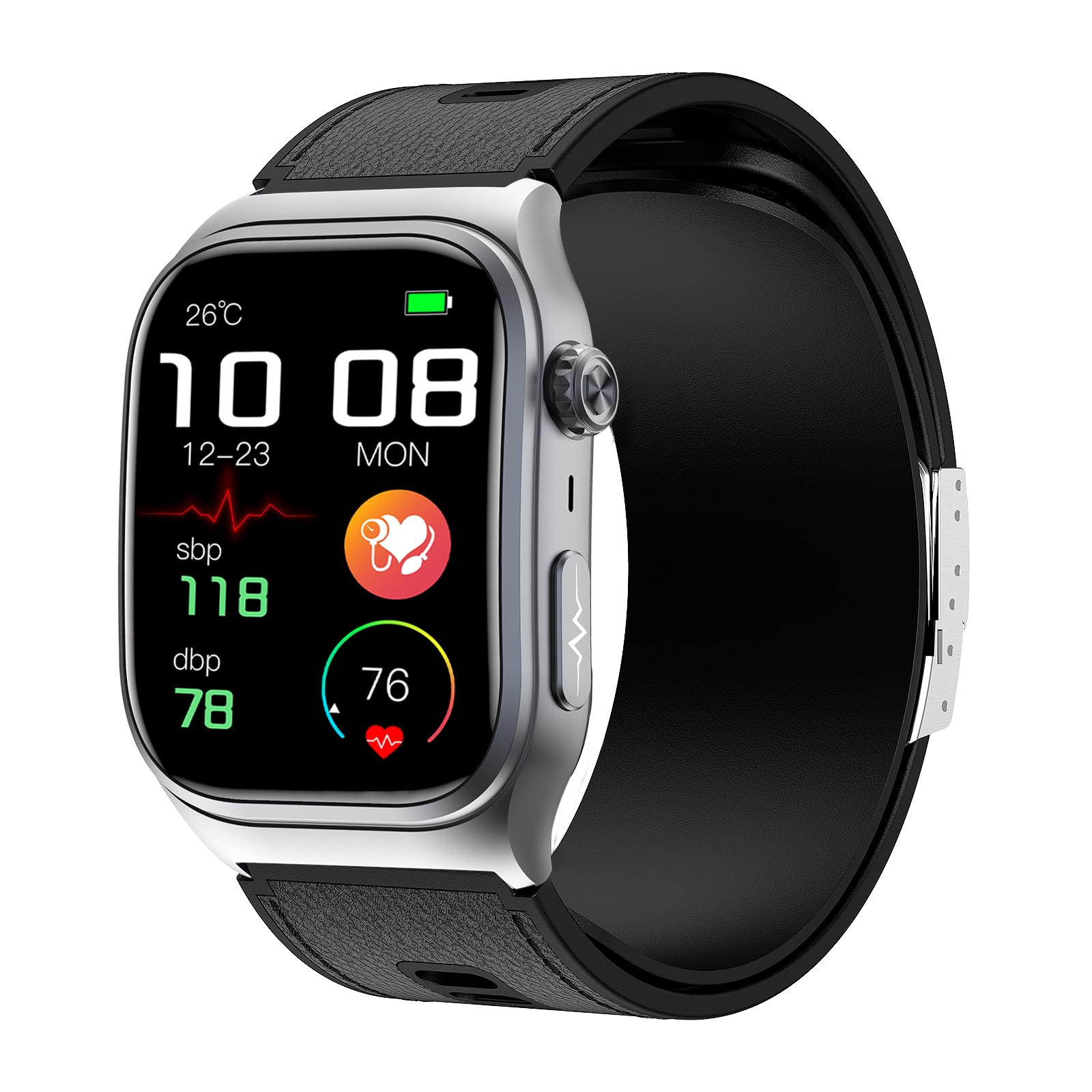 Reloj Inteligente con Presión Arterial Habilitado para Bomba, Pantalla AMOLED HD de 2.06" Smartwatch, Información ECG, Múltiple Modos de Movimiento AI, Batería 530mAh (Negro1)