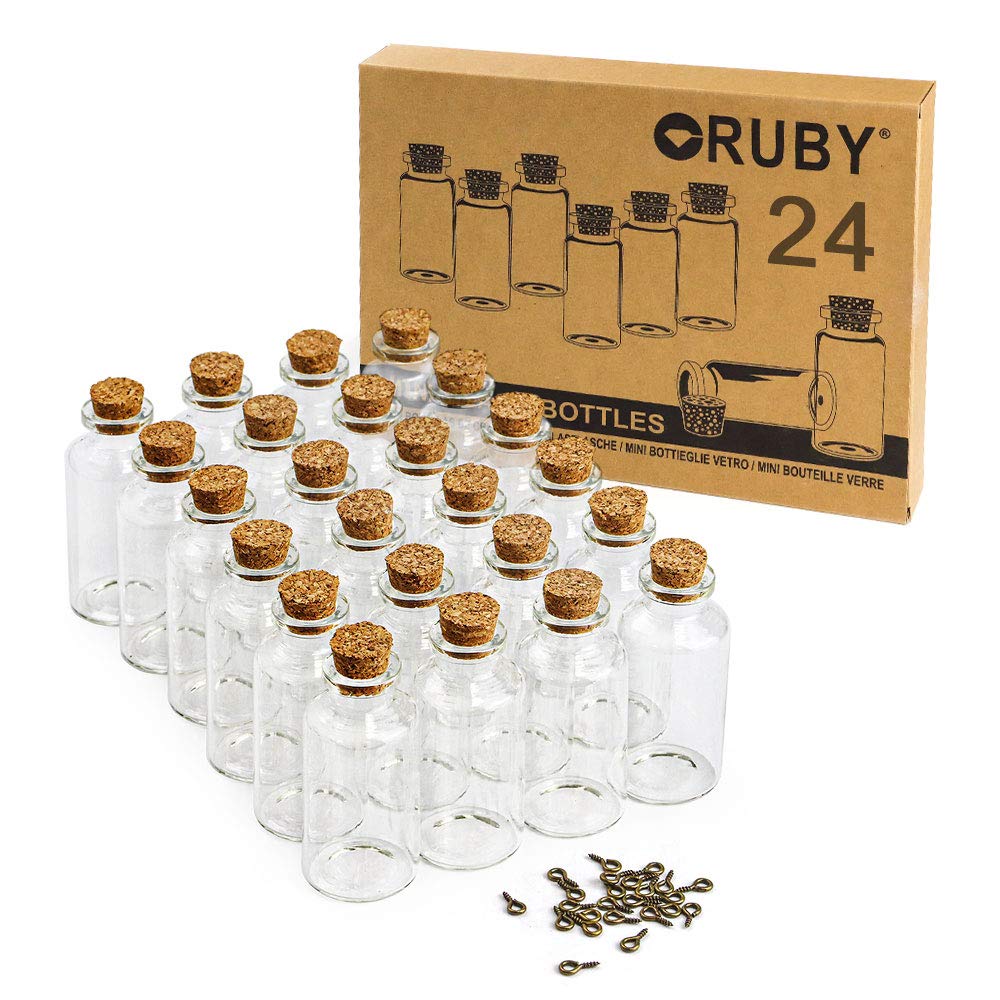 RUBY u2013 Mini glasburkar flaskor med korkstoppare, flaskor med