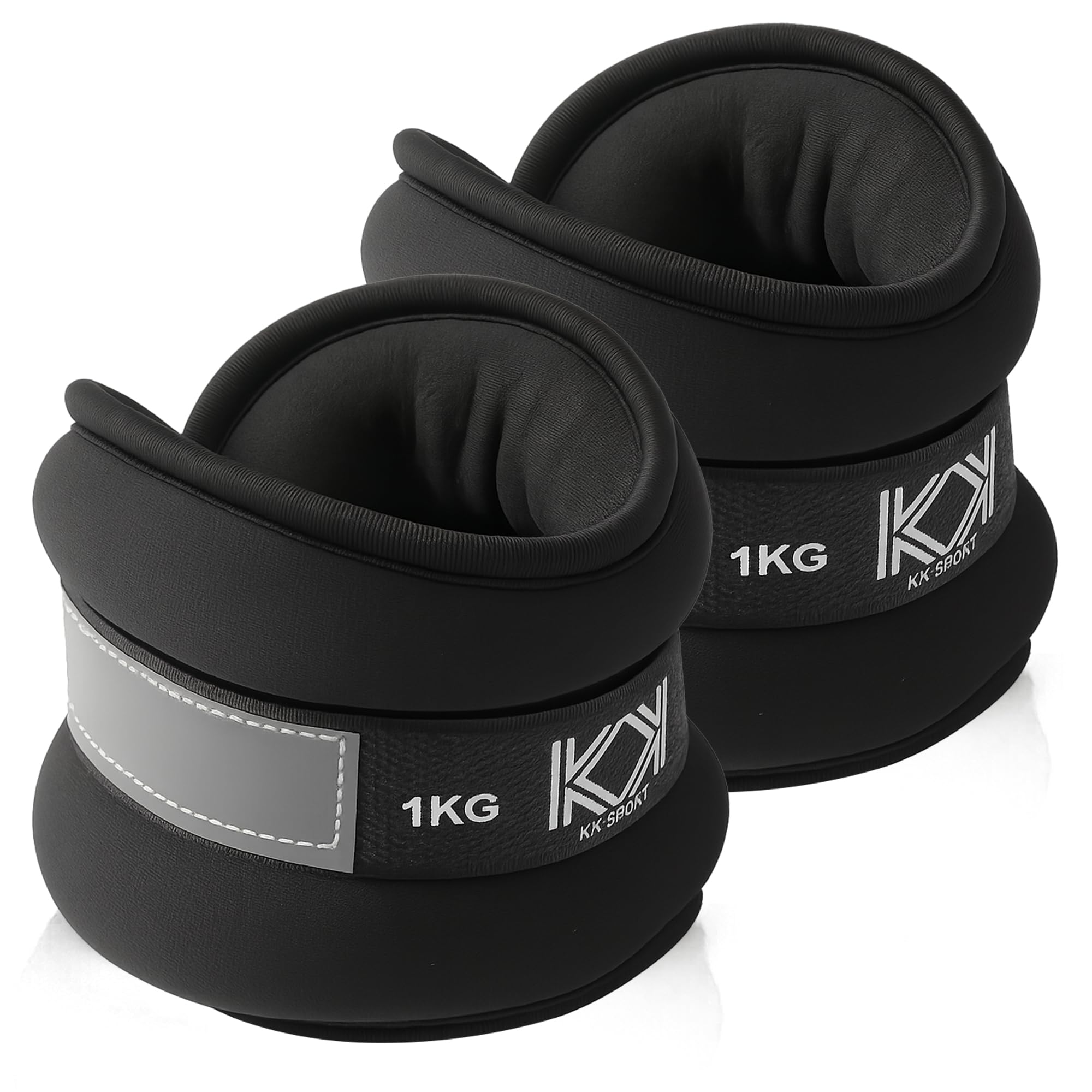 KK Neoprene Ankle Straps Pair - Adjustable Straps for Ankle - 1 KG Black Leg Weights Pair for Exercise - Adjustable Straps with Neoprene Padding for Walk, Running, Workout, Gymnastics, and Training — image 1