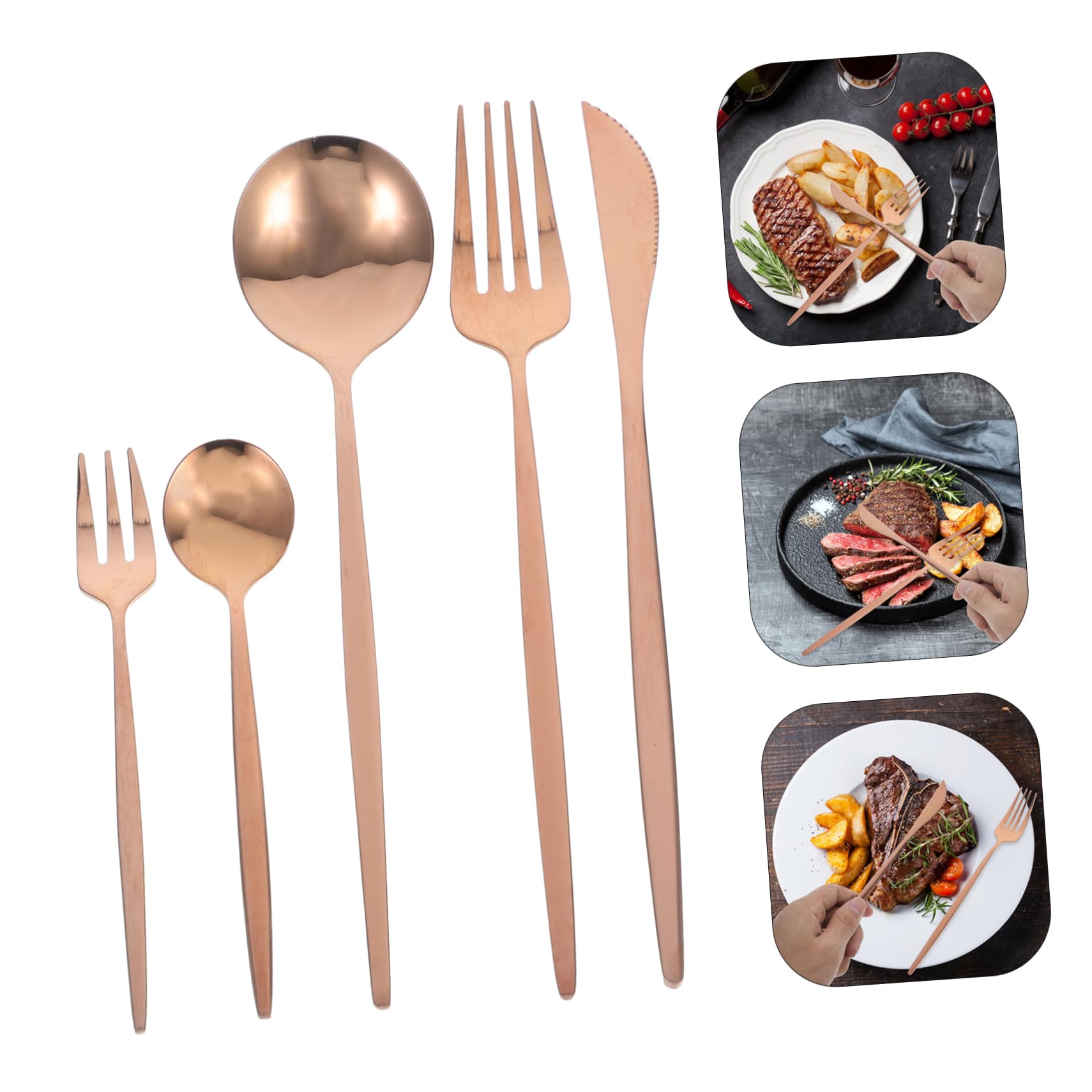 ABOOFAN 30piezas Cubertería Dorada Tenedores Cucharas y Vajilla Inoxidable Para Bodas y Fiestas