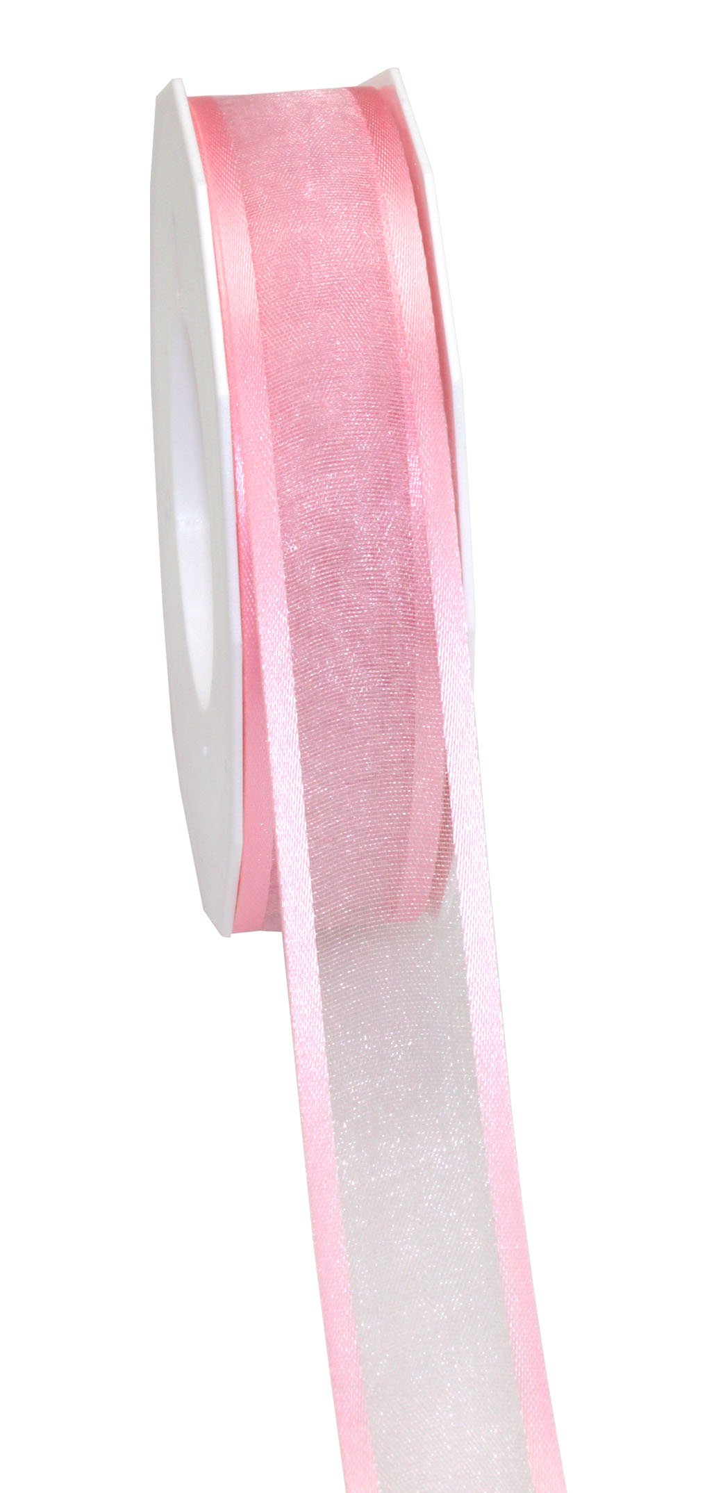 PRÄSENT - Marseille Wired Organza Ribbon Light Pink 25 mm width, 25 m length