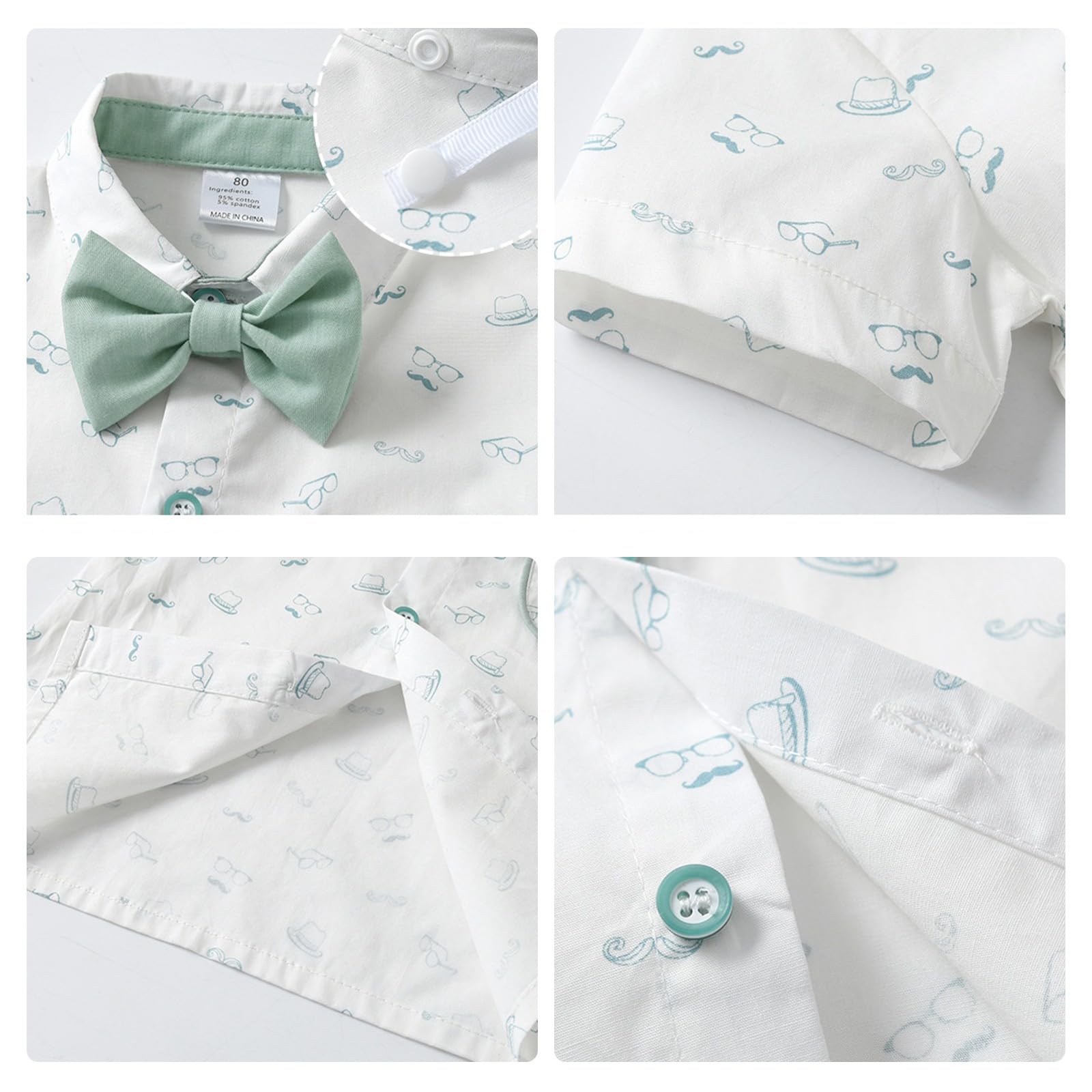 Volunboy Bimbo Completini e Coordinati Gentiluomo, Fiocco Camicia e Bretelle Pantalocini 4 Pezzi Ragazzi per Matrimoni Compleanni