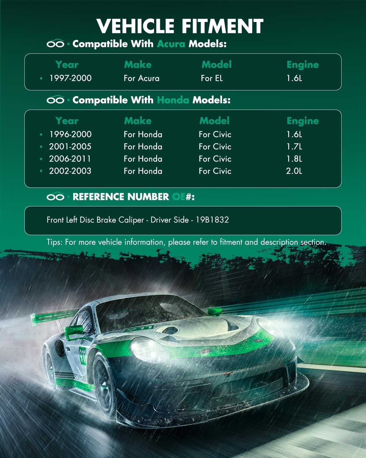 SCITOO Front Left Brake Caliper With Bracket 19B1832 Compatible For Acura EL 1997-2000 For Honda Civic 1996-2011 For Honda Insight 2010-2014