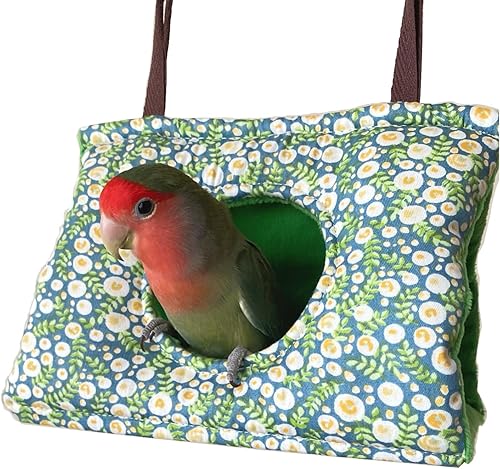 GUANLANT Cockatiel Bird Cage Winter Warm Tent House Conures Hammock Bedding Parrot Snuggle Hut Parakeets House Sleeping Hideaway with Pad Lovebirds Quaker