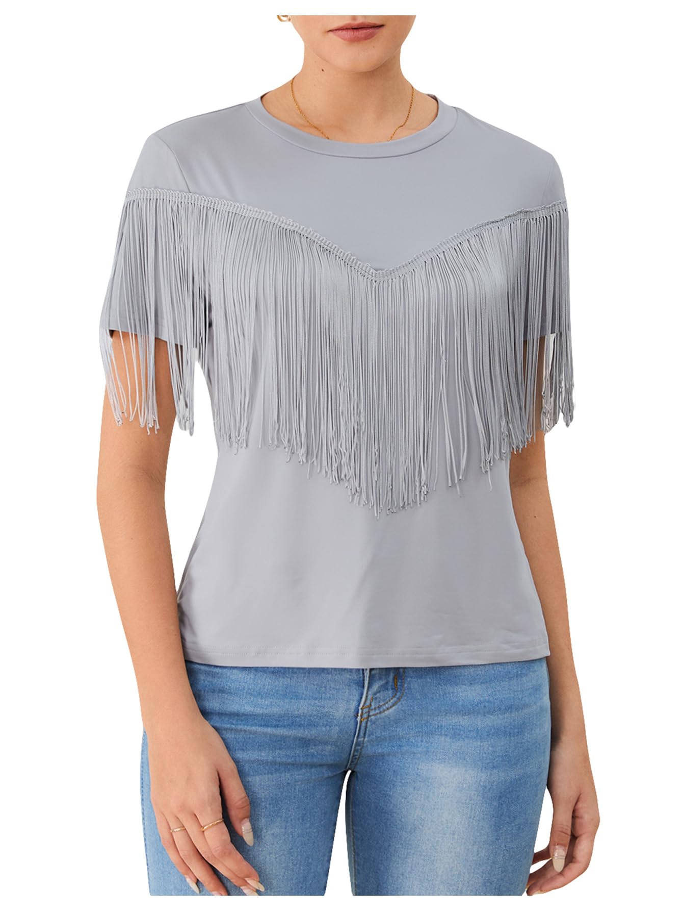 トップス acka fringe american sleeve tops fringe american sleeve tops – Acka online store