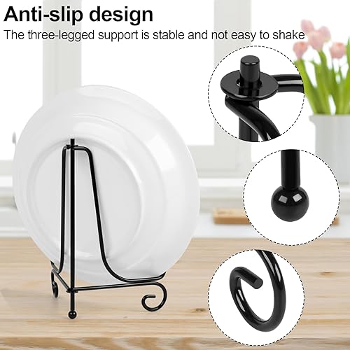 Miniatura 10 de vivinin Paquete de 6 soportes de placa para exhibición, soporte de placa de 4 pulgadas, soporte de marco de metal, soporte de marco y obras de arte,