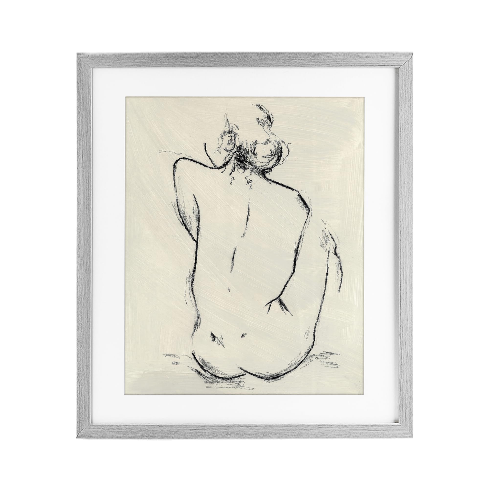 Stupell Industries Farmhouse Gray (Textured) 'Nude Sitting Study'| Framed Print Under Glass