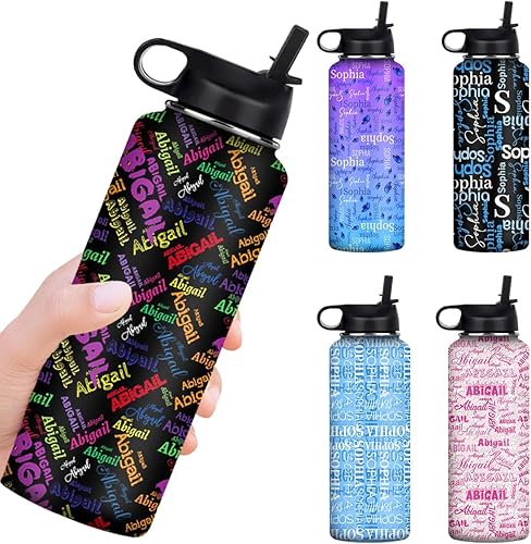 YFgohighhh Botellas de agua personalizadas con nombre personalizado con nombre, botella de acero inoxidable con nombre para mujeres, hombres,