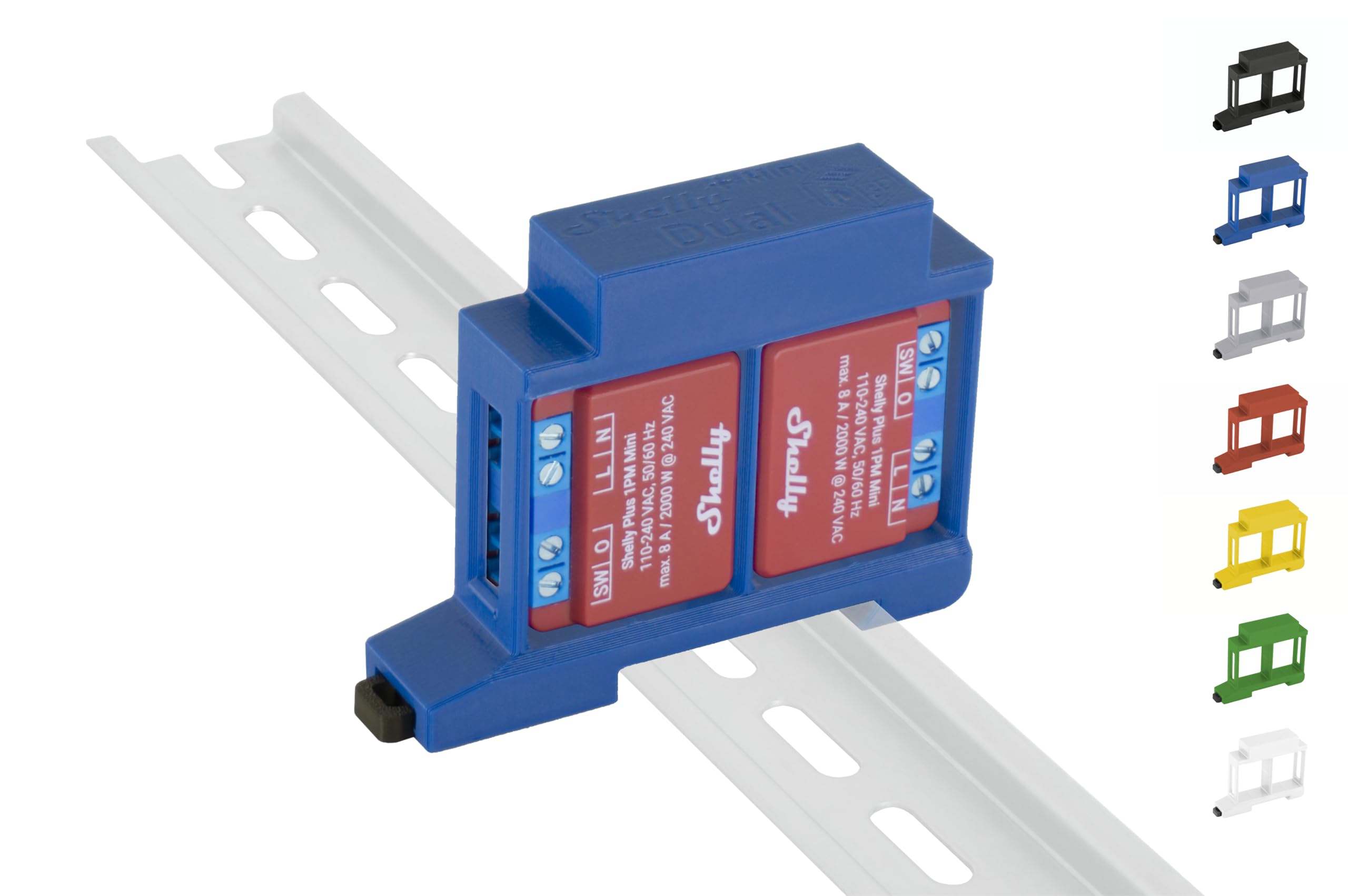 Supporto Per Guida DIN Per Shelly 1/1PM - Adattatore 35mm, Montaggio Professionale, Colore Rosso