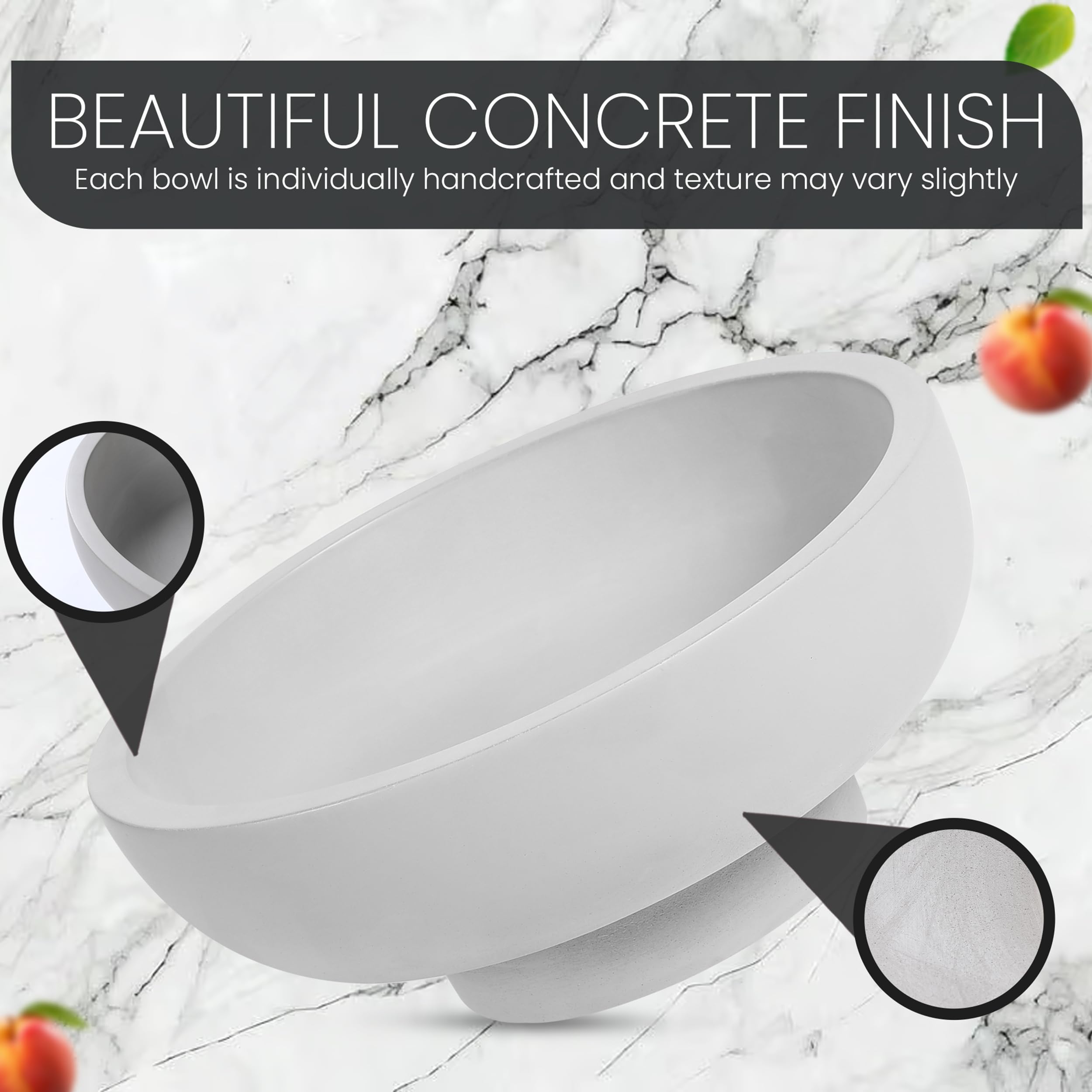 Ciotola Portafrutta In Cemento Per Cucina, Design Minimalista, Elegante E Robusta, Per Bancone E Tavolo, Decorazione Casa