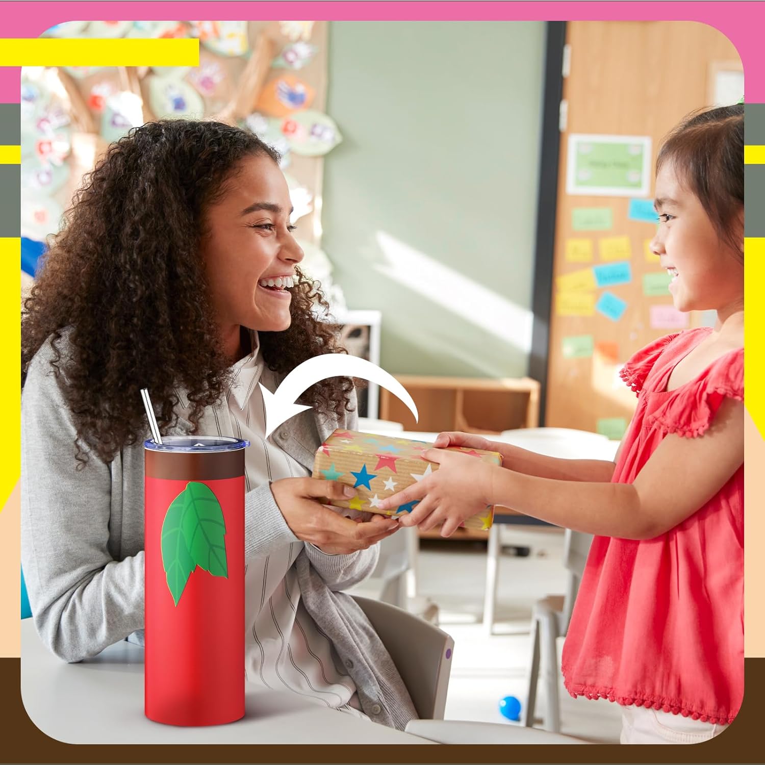 Geiserailie 6 Pcs Teacher Appreciation Gifts Graduation Gifts for Teachers 20 oz Stainless Steel Tumbler with Lid Straw Kindergarten Preschool Teachers Coffee Mug for Graduation Birthday Party Favors - Image 5