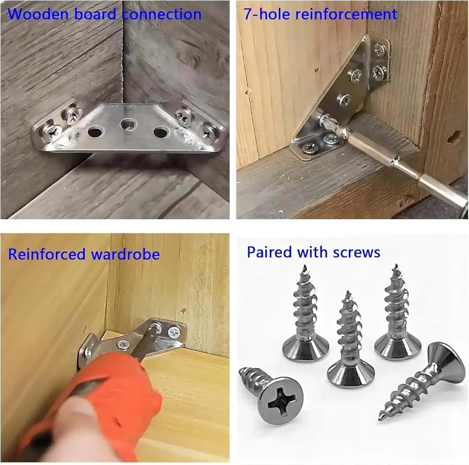 Corner Bracket 50pcs Shelf Brackets Stainless Steel Furniture Corner Connector for Shelves Wood Chair Drawer Triangle Stabilizer