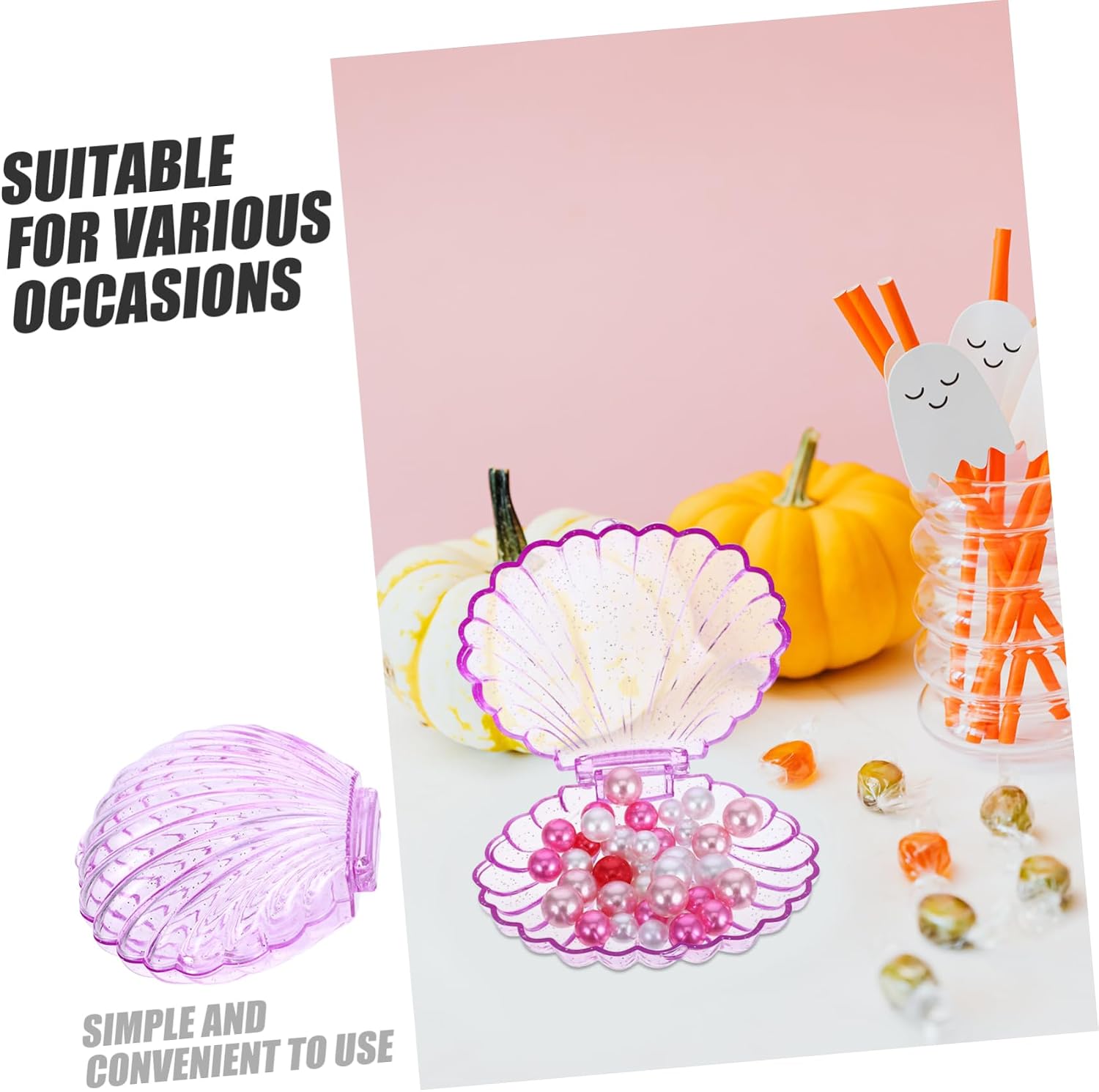 5pcs Seashell Candy Boxes Unique Shell-shaped Treat Holders for Weddings Showers and Birthdays Stylish and Compact Containers for Jewelry and Party Favors