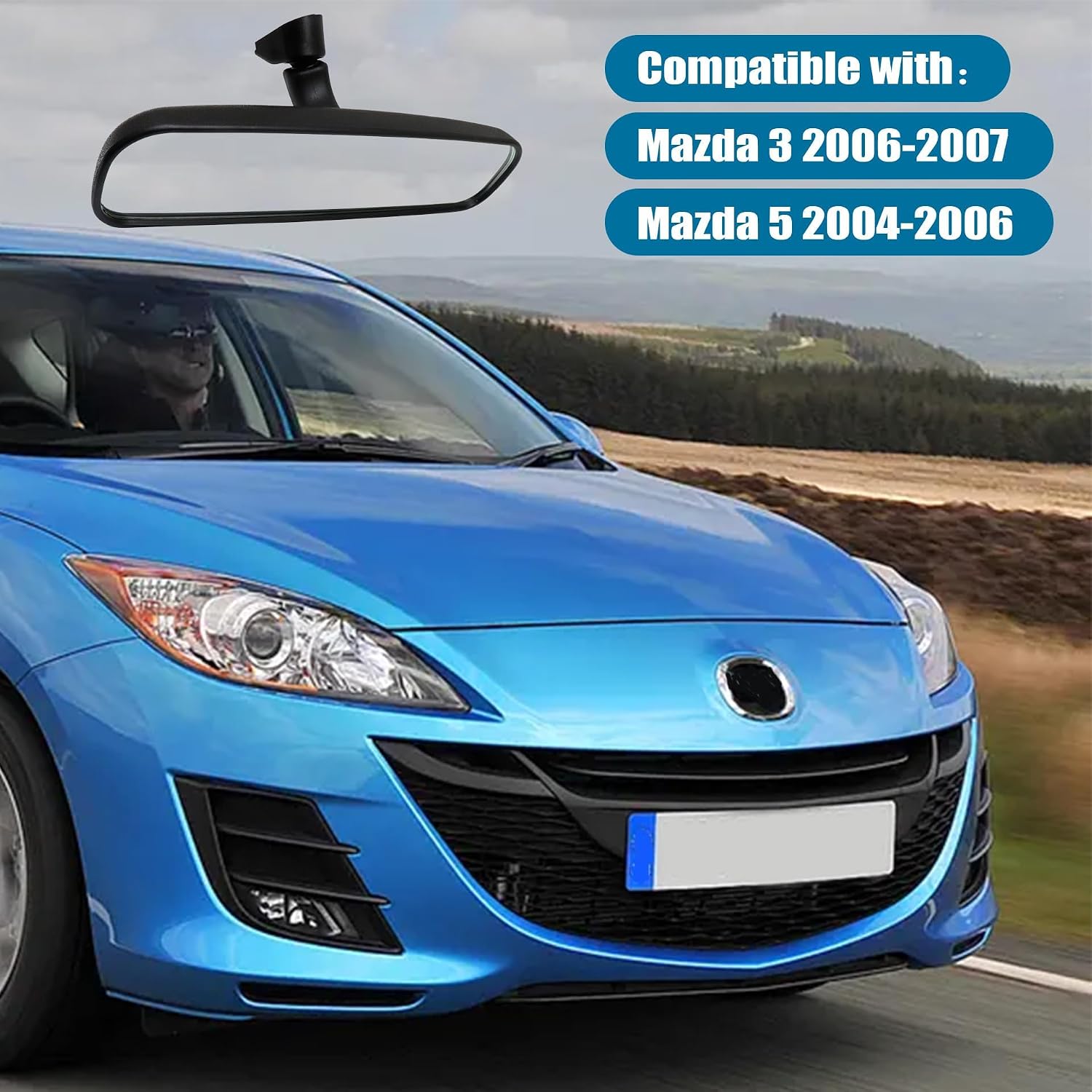 GXARTS Interior Rear View Mirror BP4K-69-220 Compatible with Mazda 3 2006-2007 Compatible with Mazda 5 2004 2005 2006