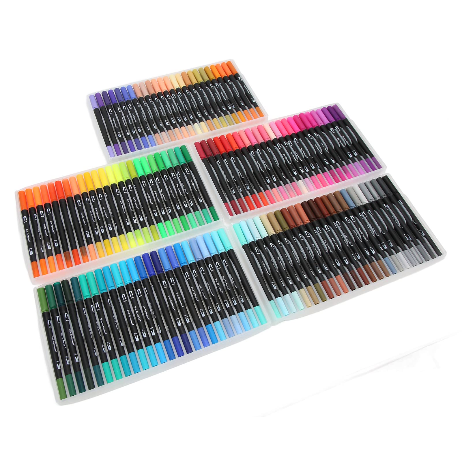 120 Farben Doppelspitzige Fineliner-Marker, Aquarell-Pinselstifte mit 0,4 mm feiner Spitze und flexiblem Pinselansatz, transparente Aufbewahrungsbox für Erwachsene und Kinder zum