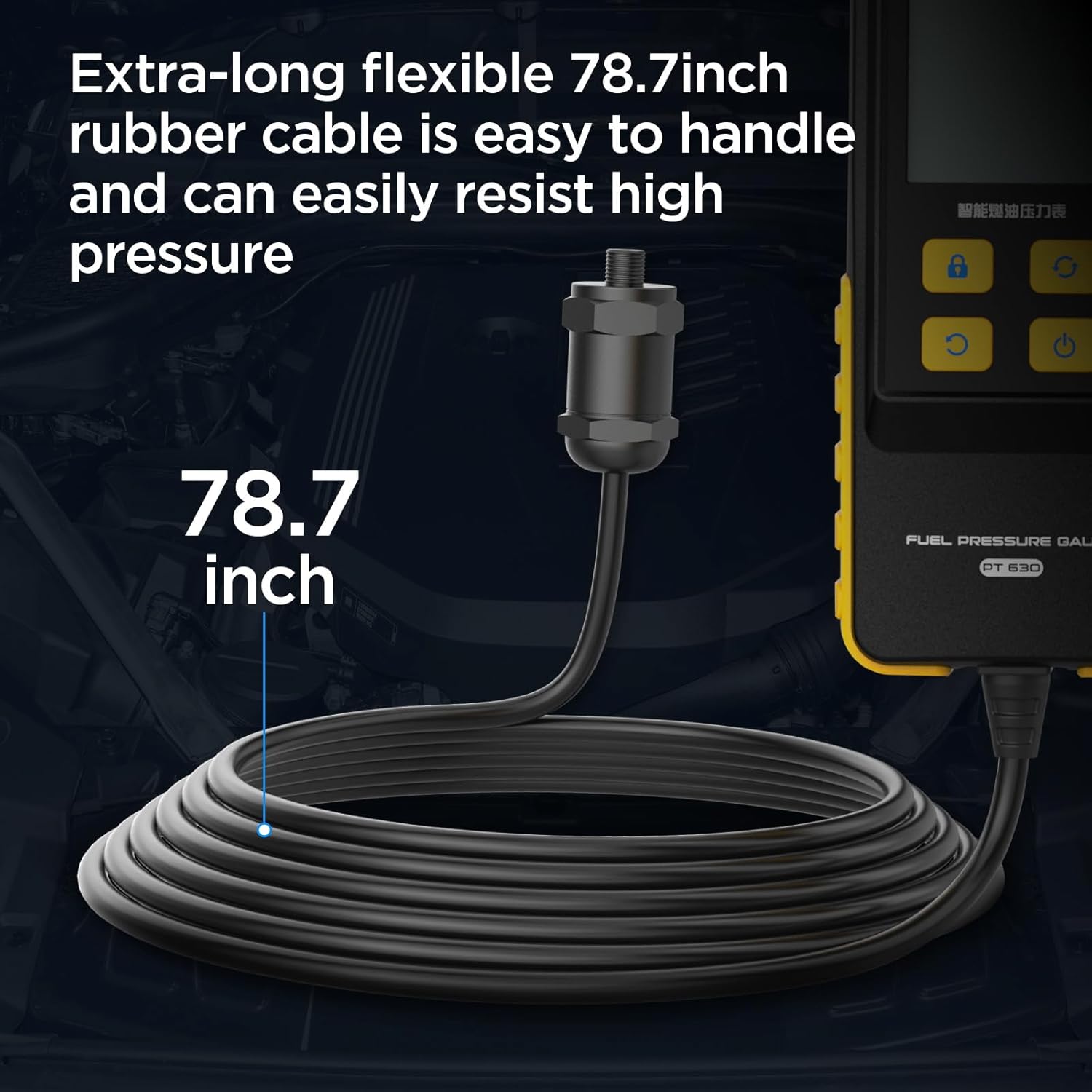 AUTOOL Fuel Pressure Gauge Digital Fuel Pressure Tester Kit 0-426PSI 0~29bar for Petrol Engine Fuel Pressure Test, Automotive Fuel Pressure Tester with Hoses Adapters PT630