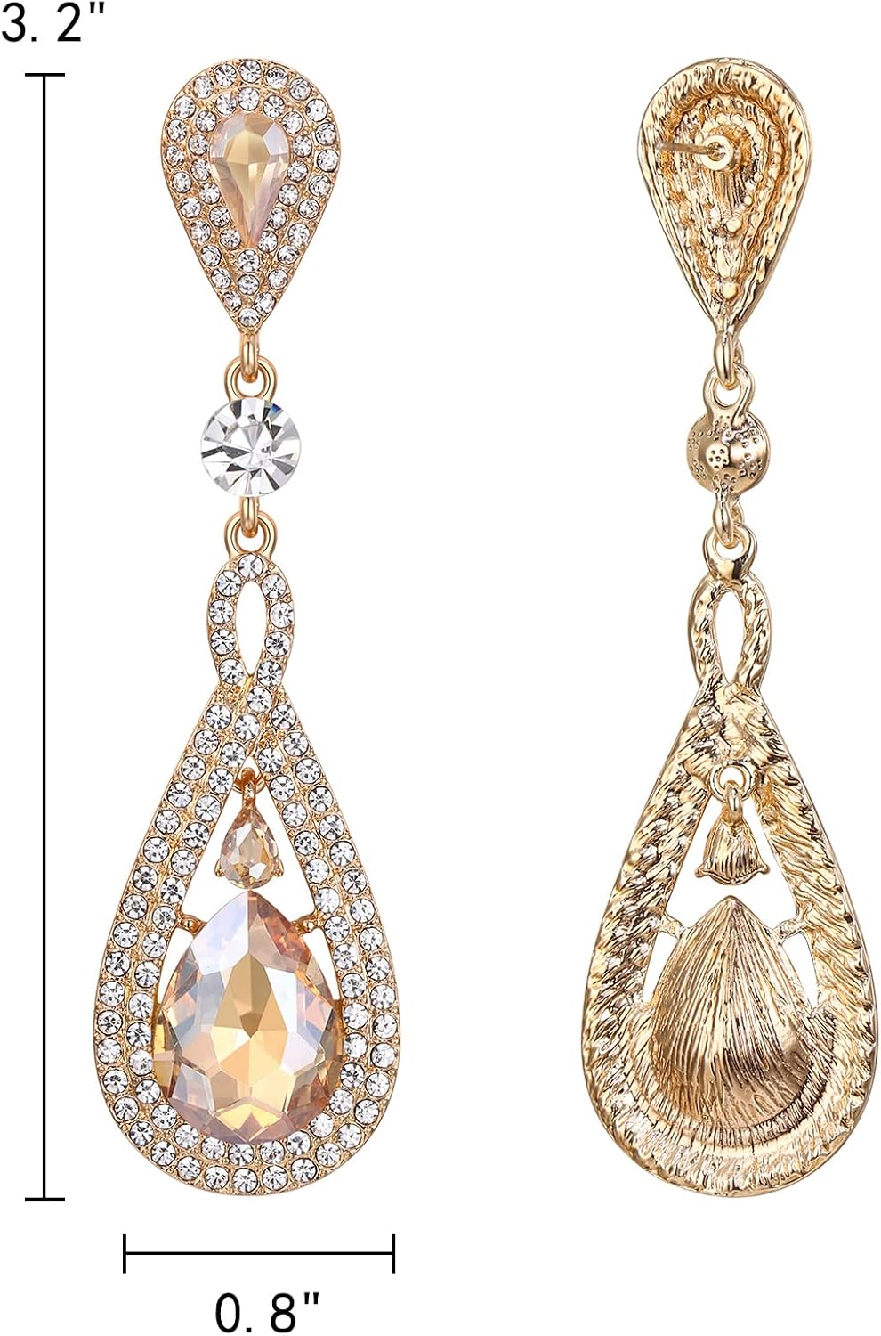 EleQueen Austrian Crystal Long Pear Shape Teardrop Wedding Earrings for Brides, Art Deco Chandelier Jewelrys for Women Prom - Image 5