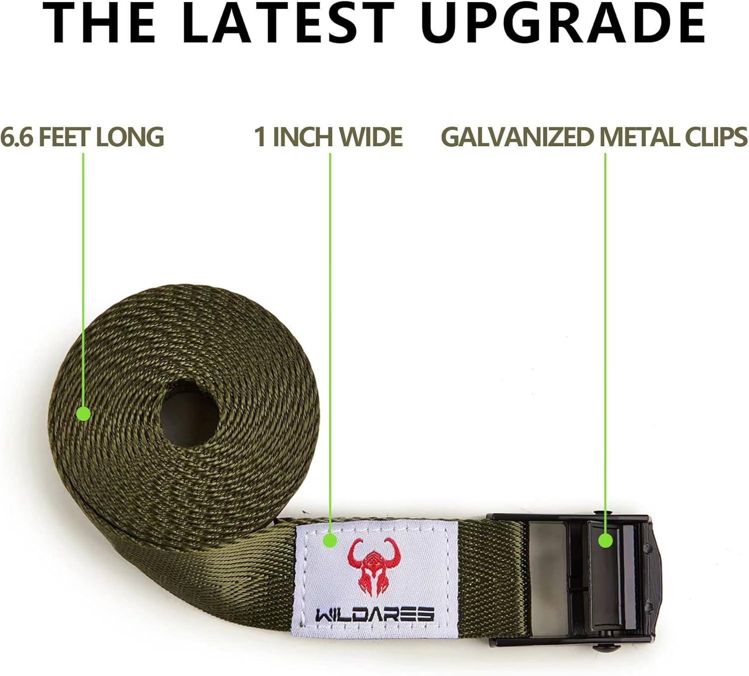 1" x 6.6' Trail Cam Strap,1800 lbs Heavy-Duty Trail Camera Straps, Game Cam Mounting,Tree Belts,Durable Nylon Fiber,Long-Lasting Alloy Buckle (Army Green 10Pcs) - Image 2