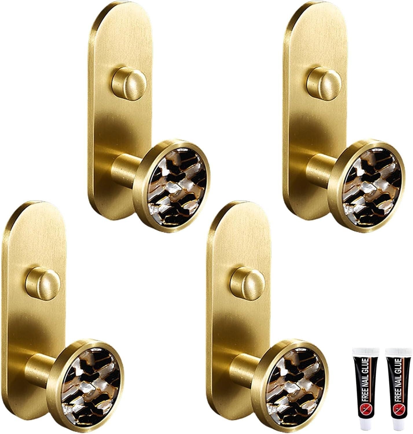 MOPAHCVT Clothing Racks Coat Hook,no Drilling Required, Brass Finish, Waterproof and Rust-Resistant(Black and White,82mm)
