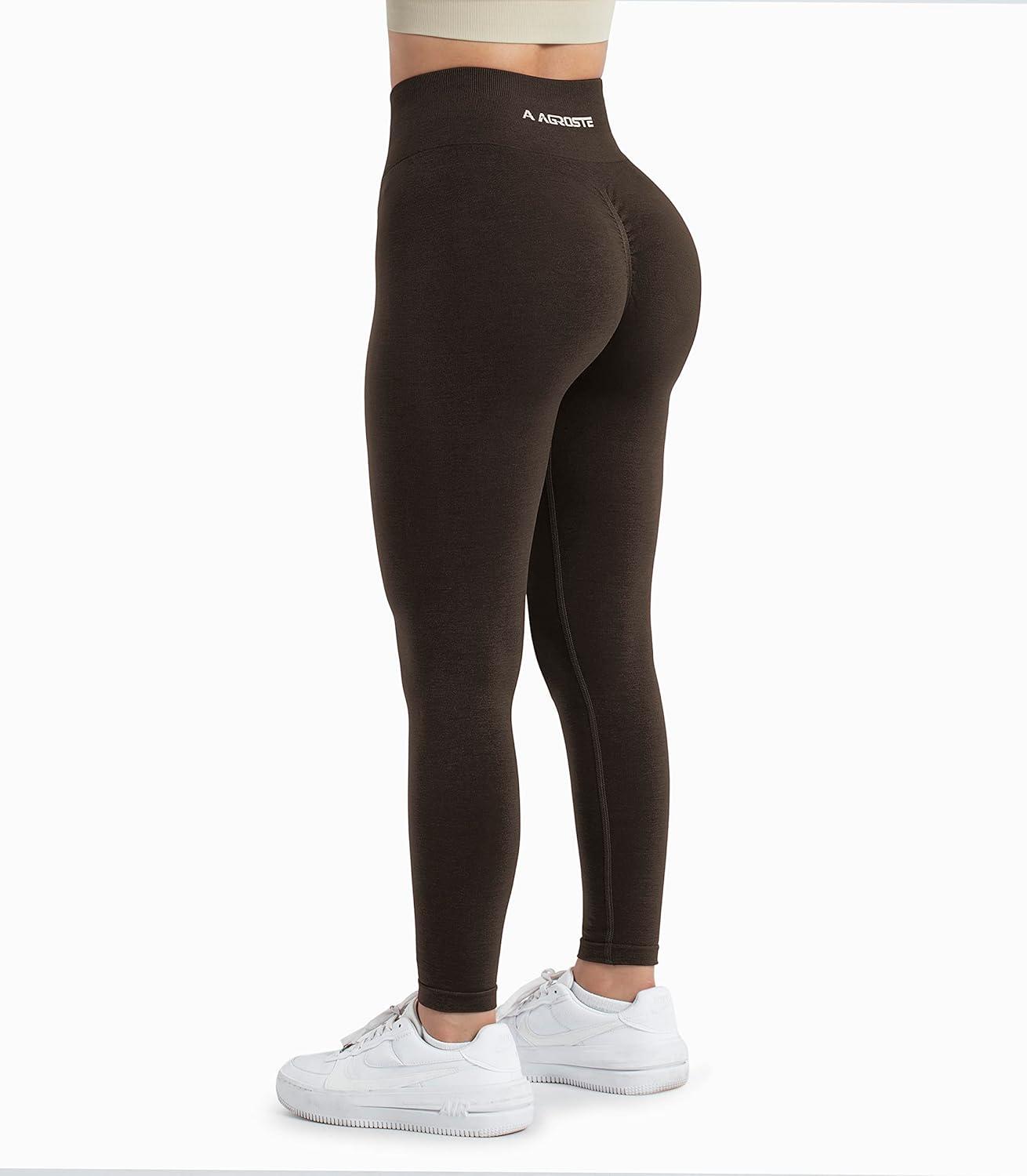 A AGROSTE Women Seamless Workout Leggings with Pockets Scrunch Butt Lifting Gym Leggings High Waisted Yoga Pants - Image 6