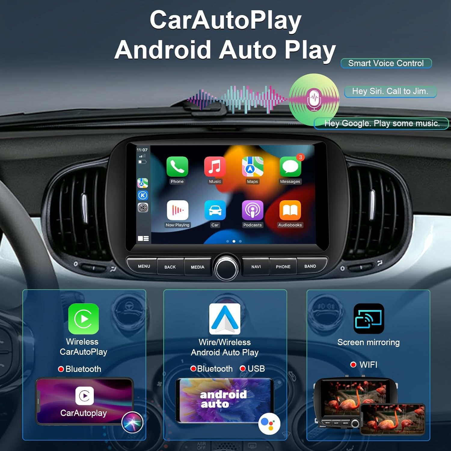 SWTNVIN Car Radio Stereo for Fiat500 2016-2020, Android 14 Head Unit Navigation with 7" IPS 1280 * 720 QLED Screen Carplay&Autoplay 4G LTE SWC DSP 8-Core 4+64GB 6 71yllbwc06L. AC SL1500
