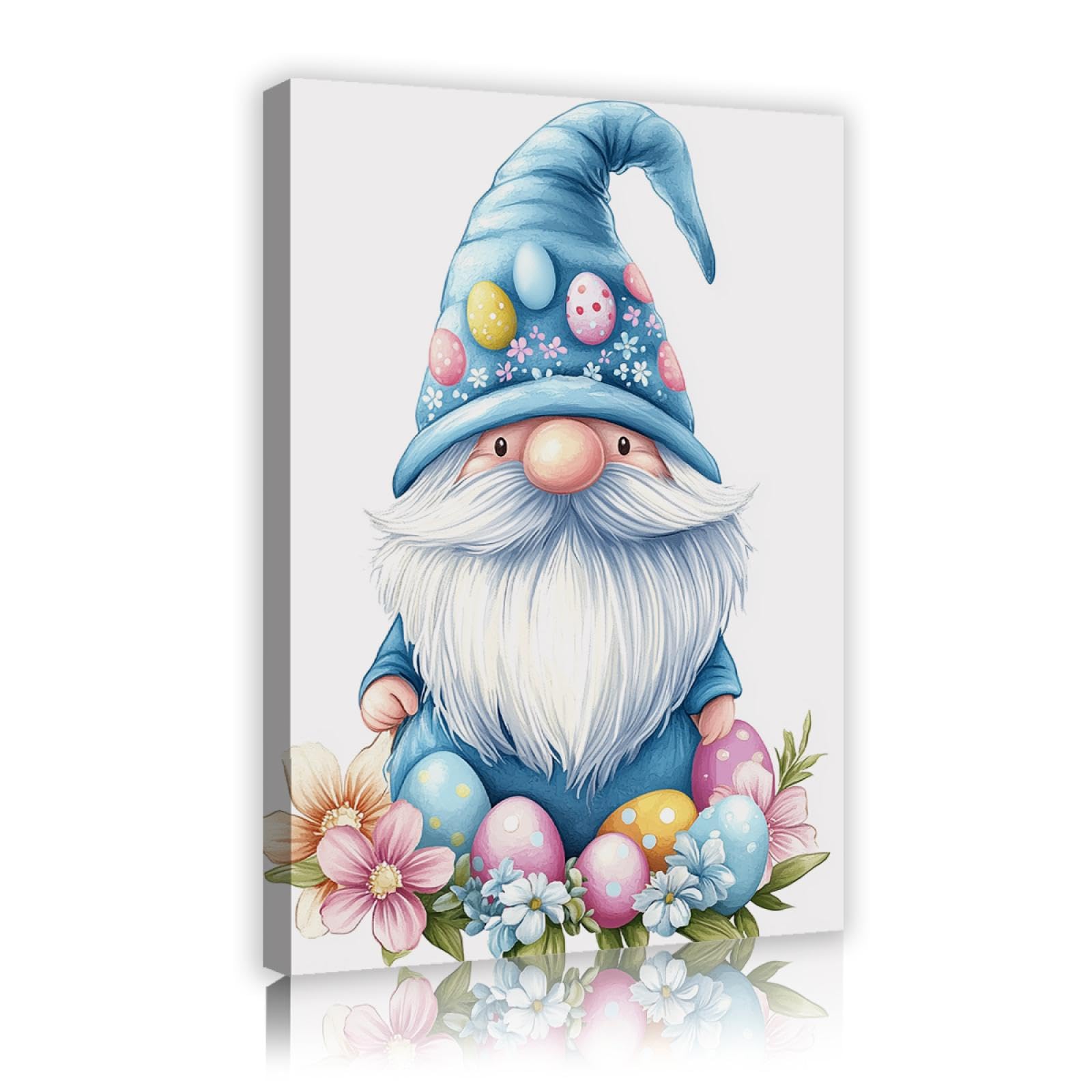 TOANGWALL Kreskówka festiwal motyw druk na płótnie kolorowe pisanki i kwiat plakat grafika ścienna do pokoju zabaw sypialnia przedpokój wystrój 60 x 90 cm rama wewnętrzna