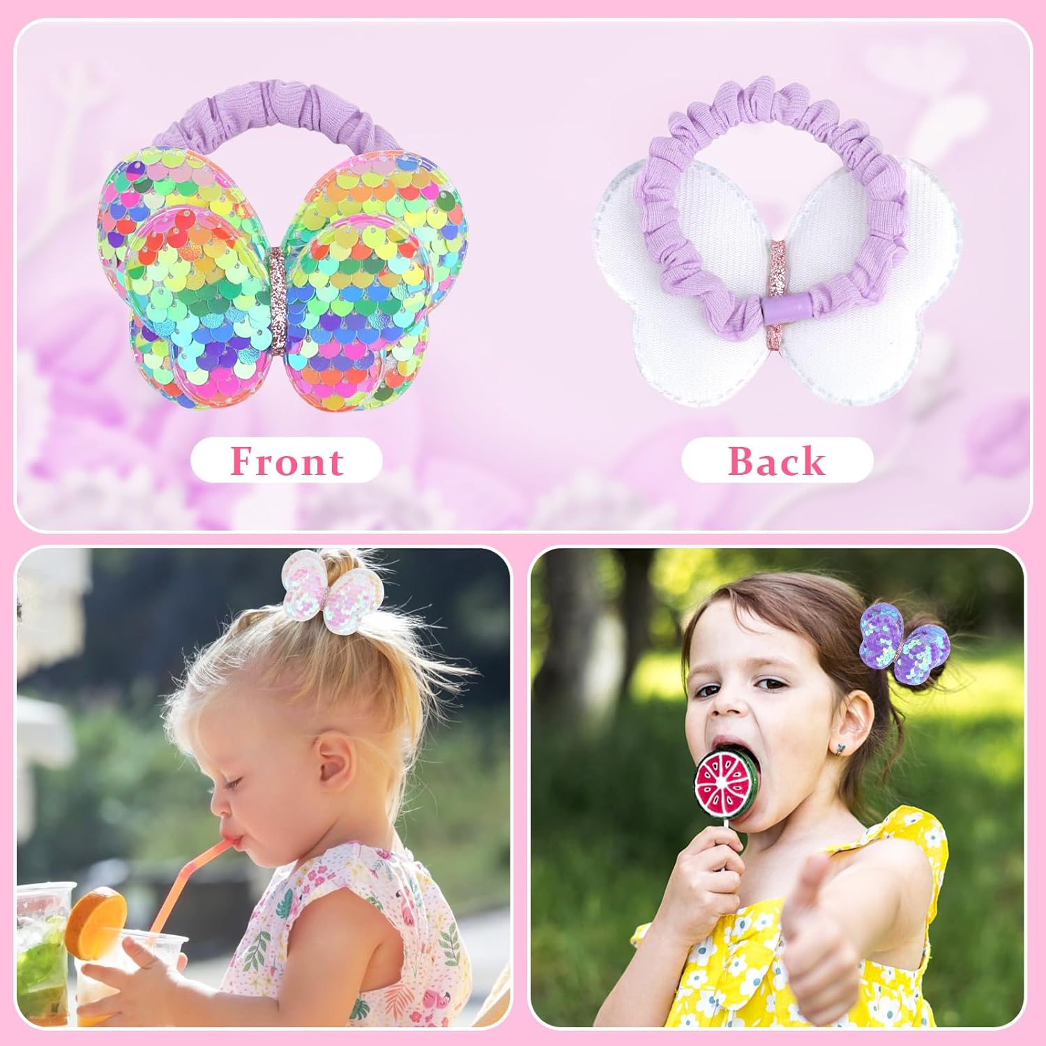 6 Pack Bow Scrunchies for Girls Material, Cute Design, Butterfly Pony Holders, Hair Accessories for Girls Women, [MULTI] Color