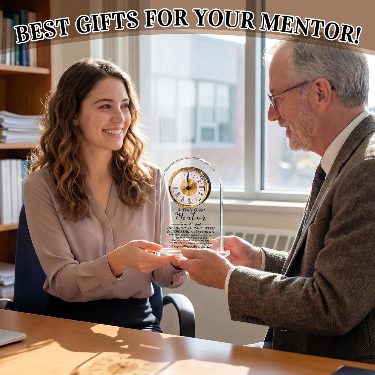 Wenqik Mentor Gift Thank You Gifts Clock Acrylic Best Mentor Gifts for Women Men Appreciation Clock Gift for Desk Sign Decor Home Office Desk Decor Acrylic Inspirational Gratitude Presents
