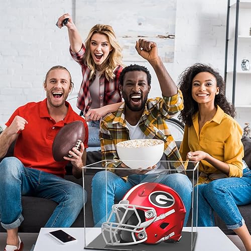 Miniatura 3 de Vitrina de casco de fútbol de tamaño completo, vitrina de acrílico de autoensamblaje con base de soporte de protección negra, protección UV