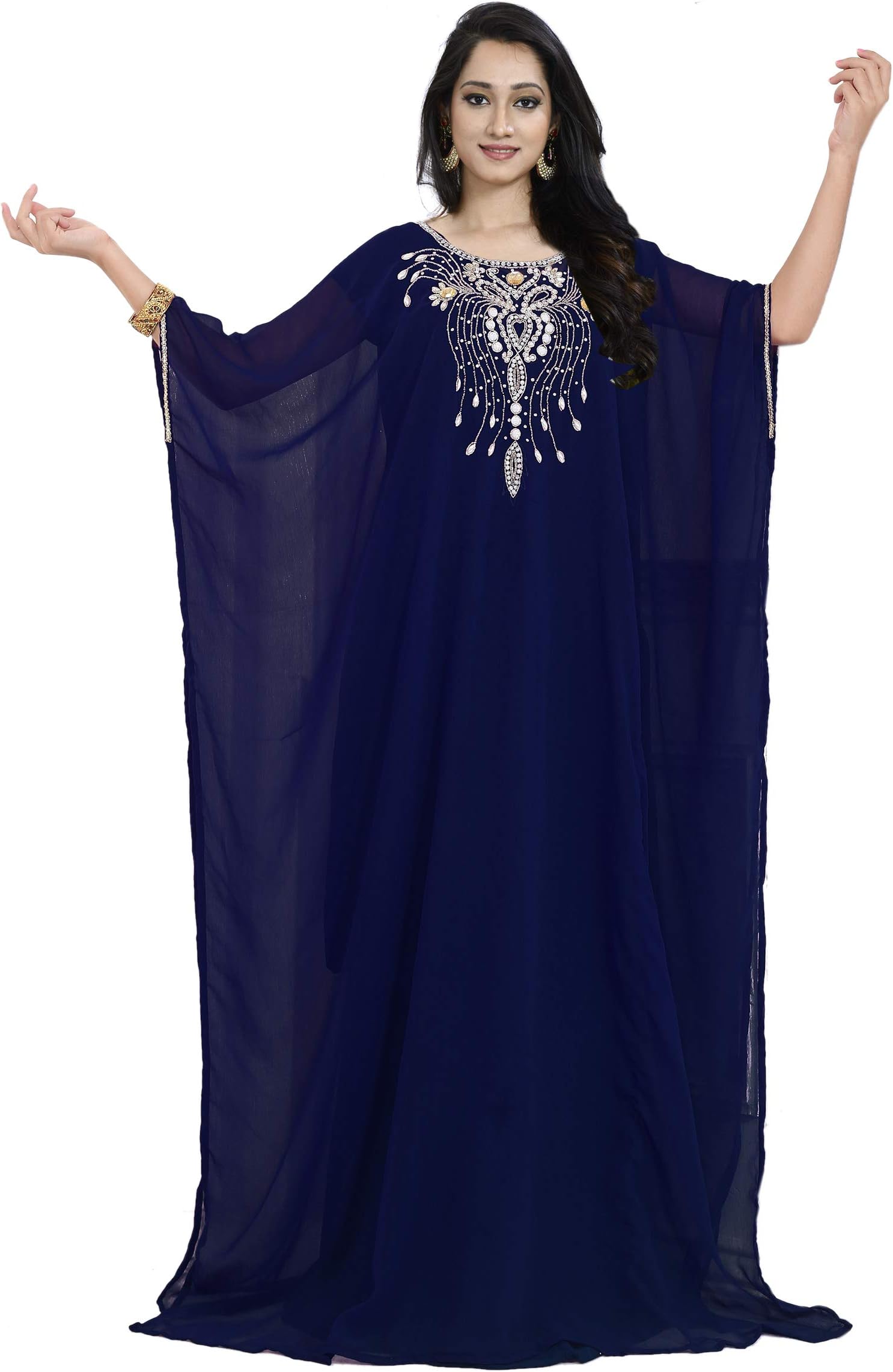 Women's Dubai Kaftan Caftan Farasha Jalabiya Abaya Long Maxi Dress Top Tunic