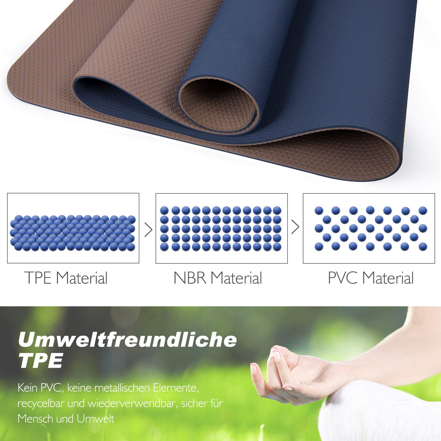 TOPLUS Esterilla de yoga y pilates antideslizante de TPE