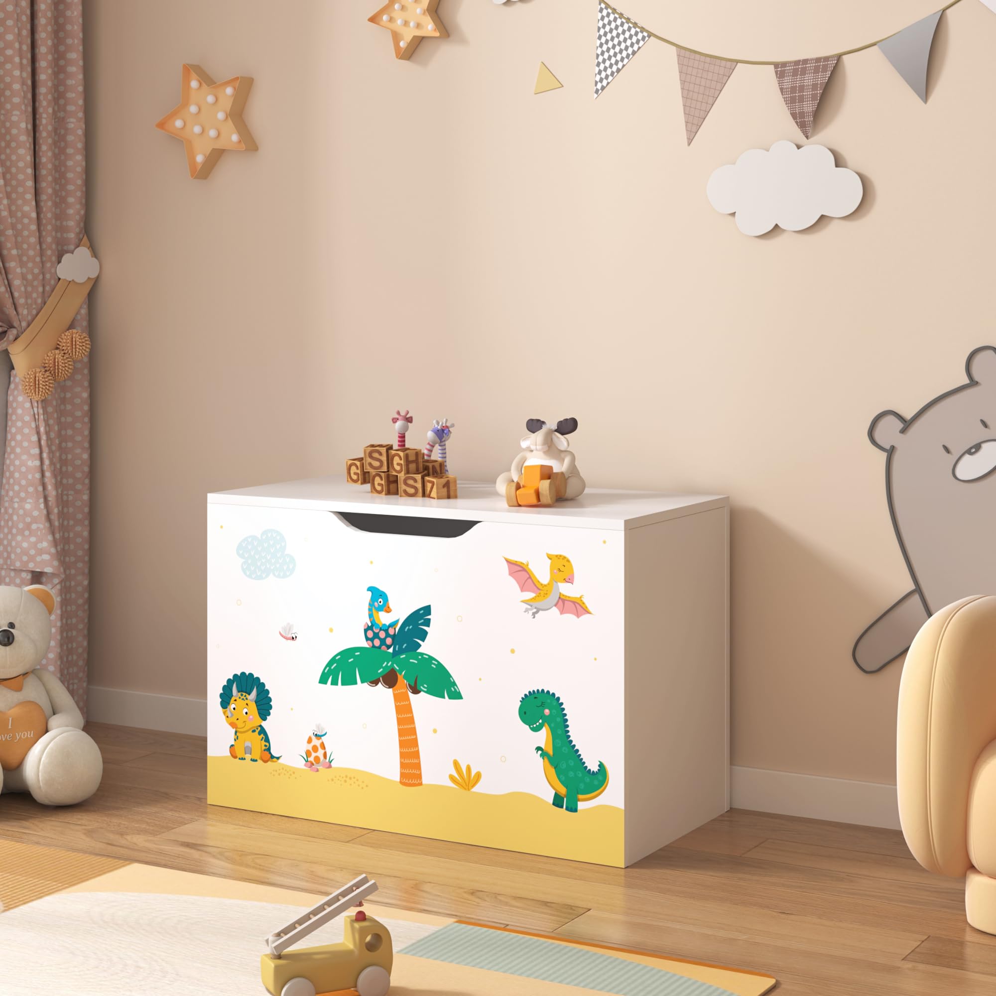 Ultraflexibox MY DUK HOME – Cassapanca Porta Giocattoli Pieghevole XXL (99 Litri) – 62x40x40 Cm – Con Rinforzi In Plastica – Sicura Per Bambini