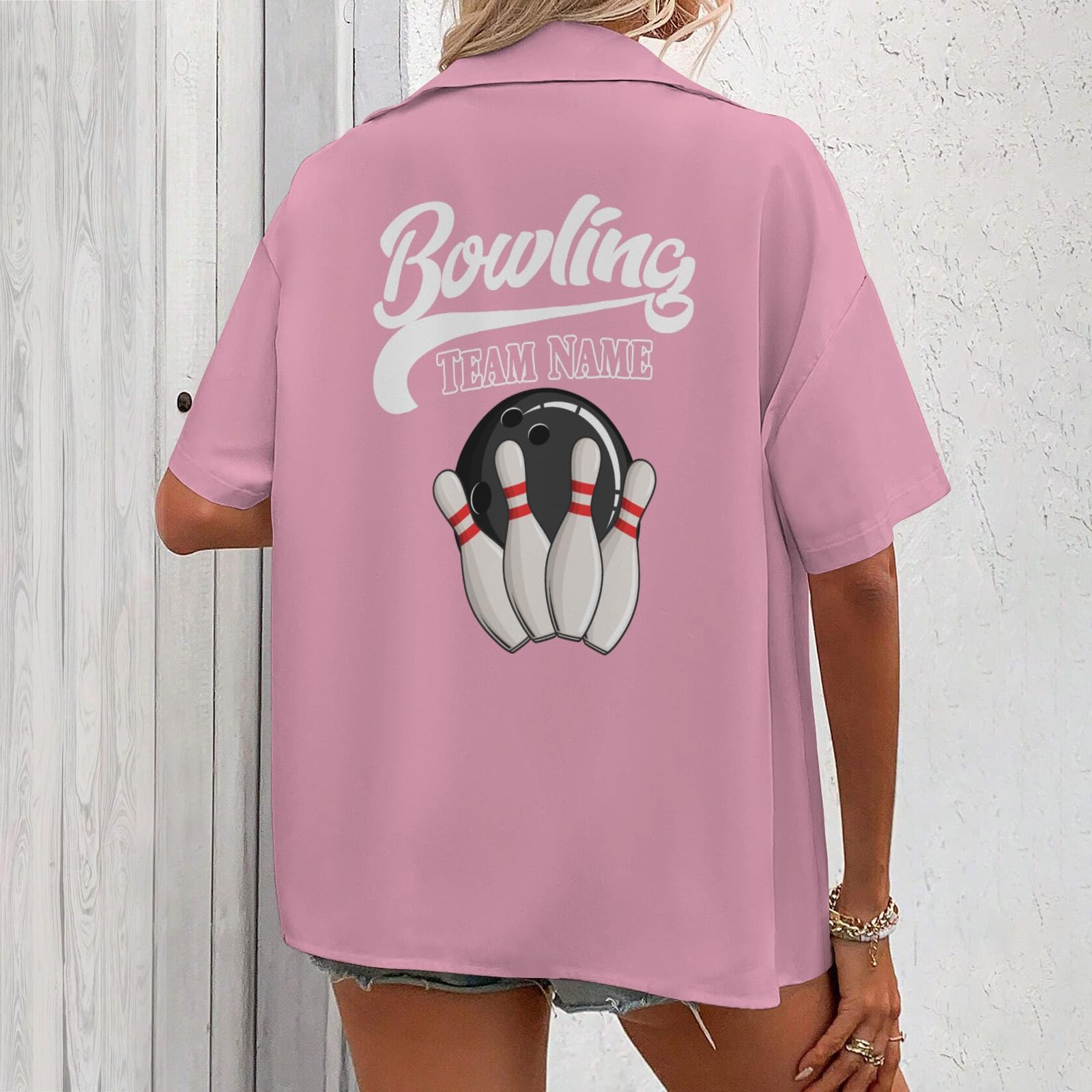Artiglow Custom Retro Bowling Shirts for Women, Vintage Short Sleeve Button Down Casual Shirts with Personalized Team Name, Bowling Team Shirt, Hawaiian Shirt, Womens Summer Outfits