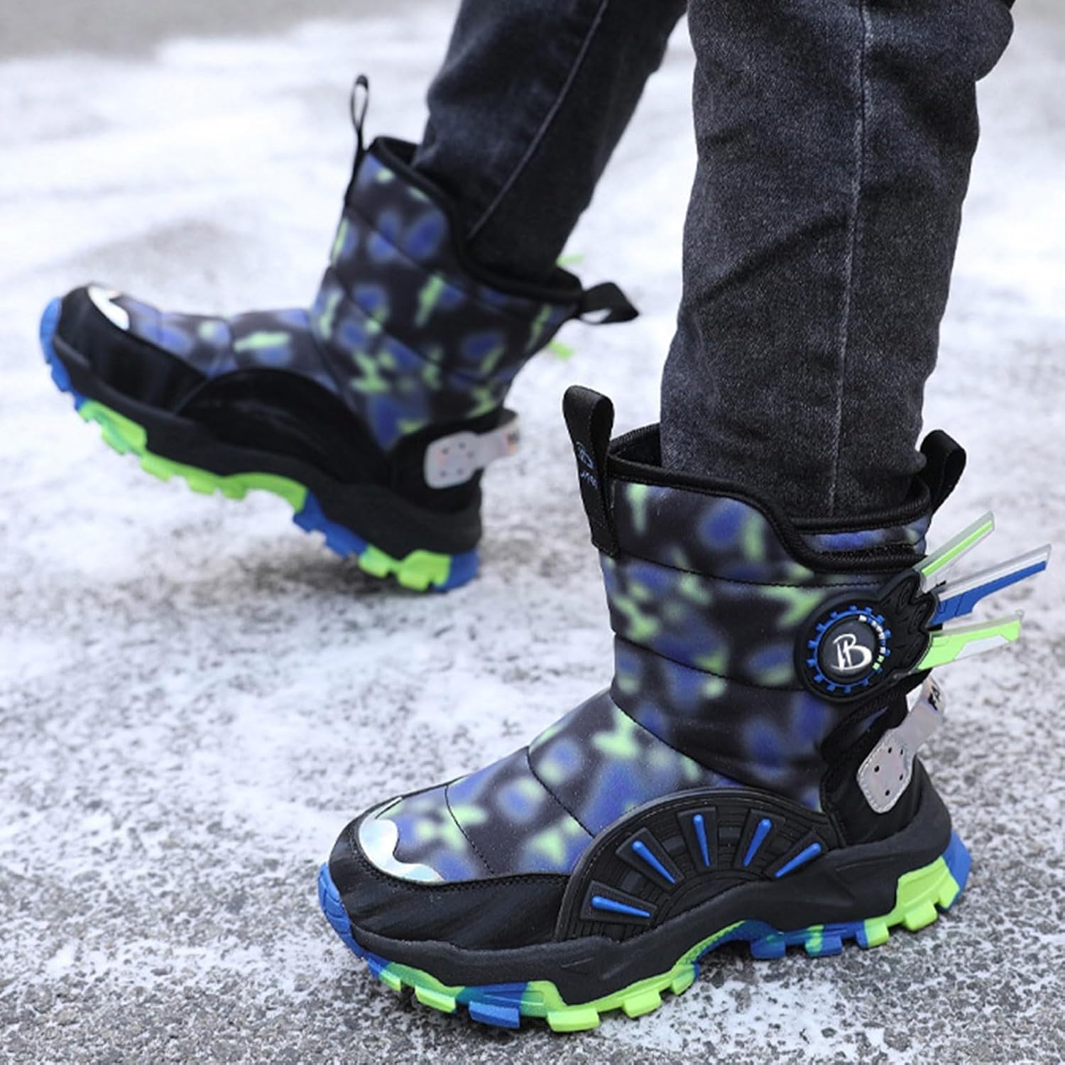 Snow Boots for Kids Boys Girls Chunky Hiking Shoes Water Resistant Faux Fur Lined Cold Weather Outdoor Warm Shoes