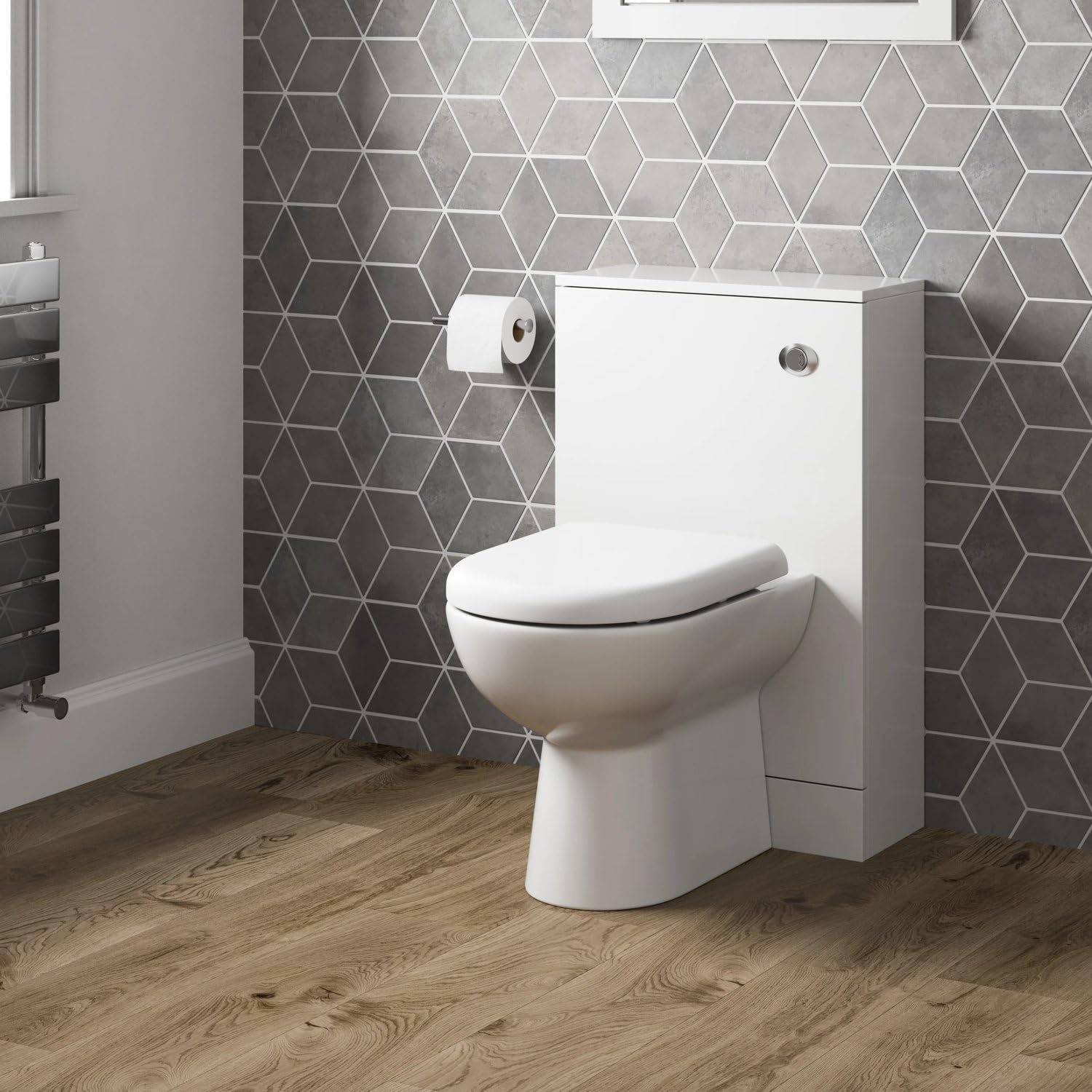 Artis White Gloss 500Mm Bathroom Toilet Back To Wall Btw Furniture Unit Pan Soft Close Seat White