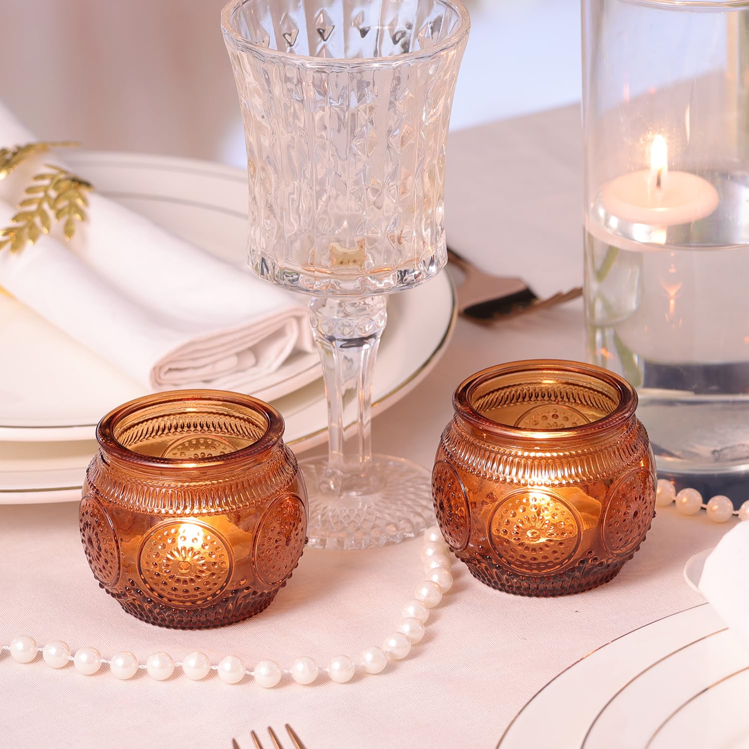 GOLDEAL 12 Portacandele In Vetro Spesso Trasparente Per Tealight - Ideali Per Matrimoni, Centrotavola, Feste E Decorazione Casa (5,4 X 3,5 Cm)
