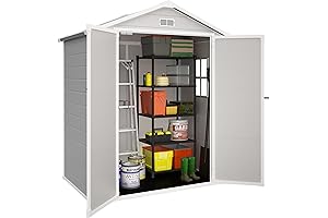 Resin 6x4 FT Outdoor Storage Shed with Floor: Durable Garden Tool &...